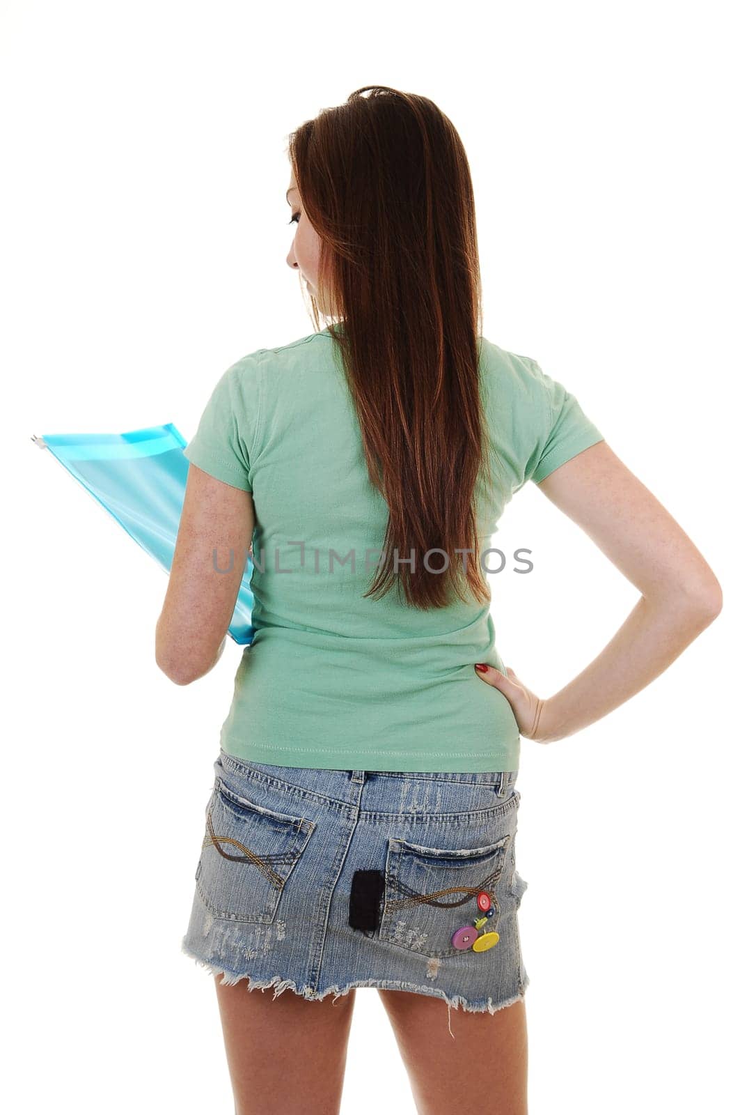 Schoolgirl with notebook.