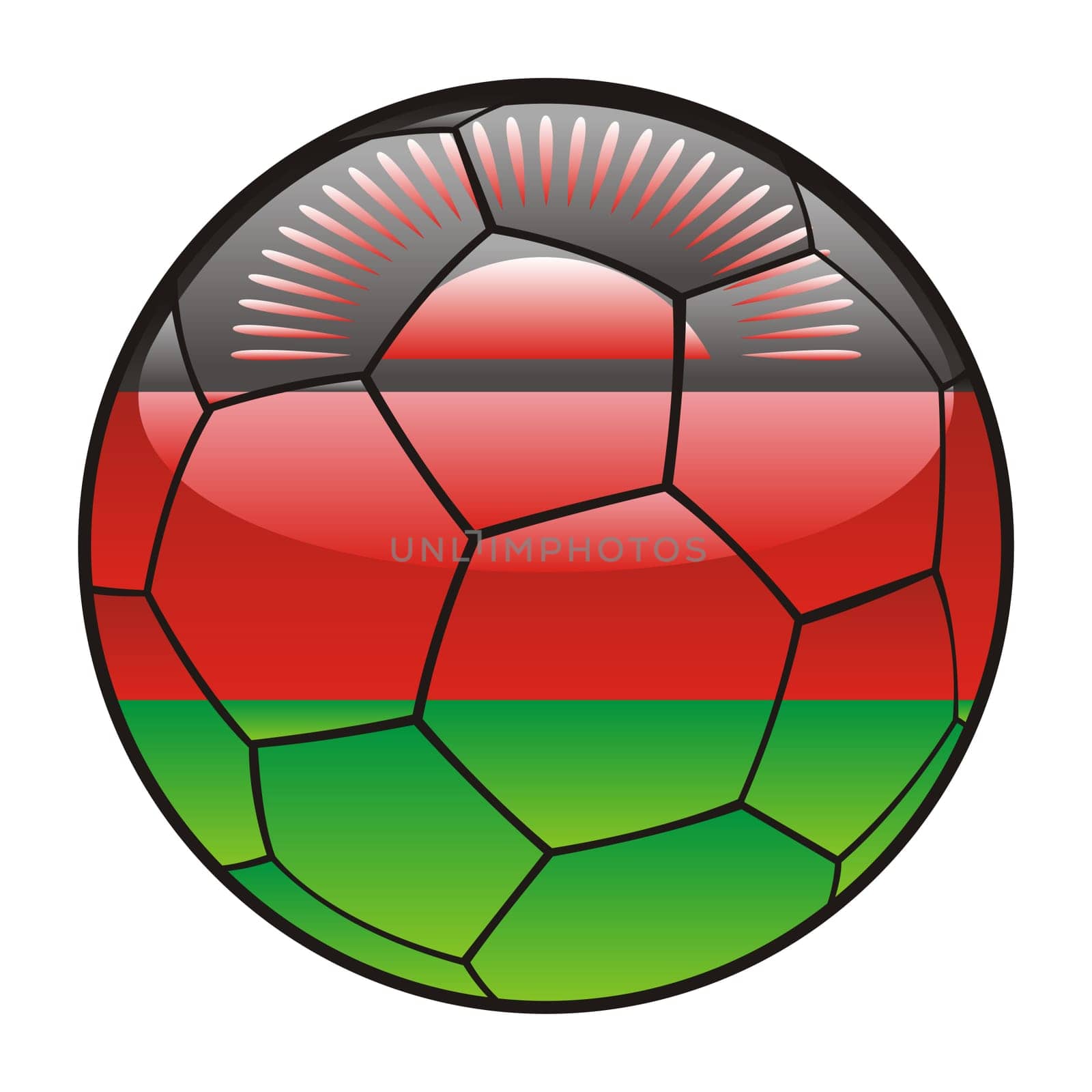 malawi flag on soccer ball