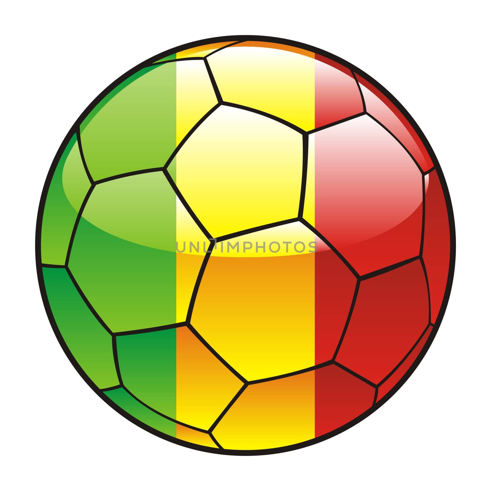 mali flag on soccer ball