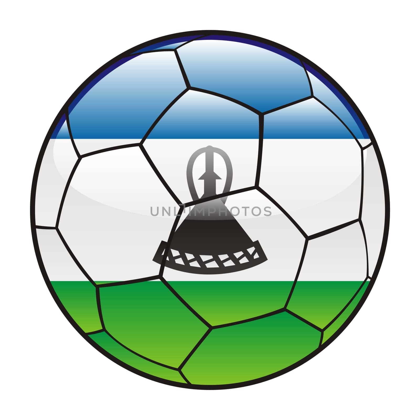 lesotho flag on soccer ball