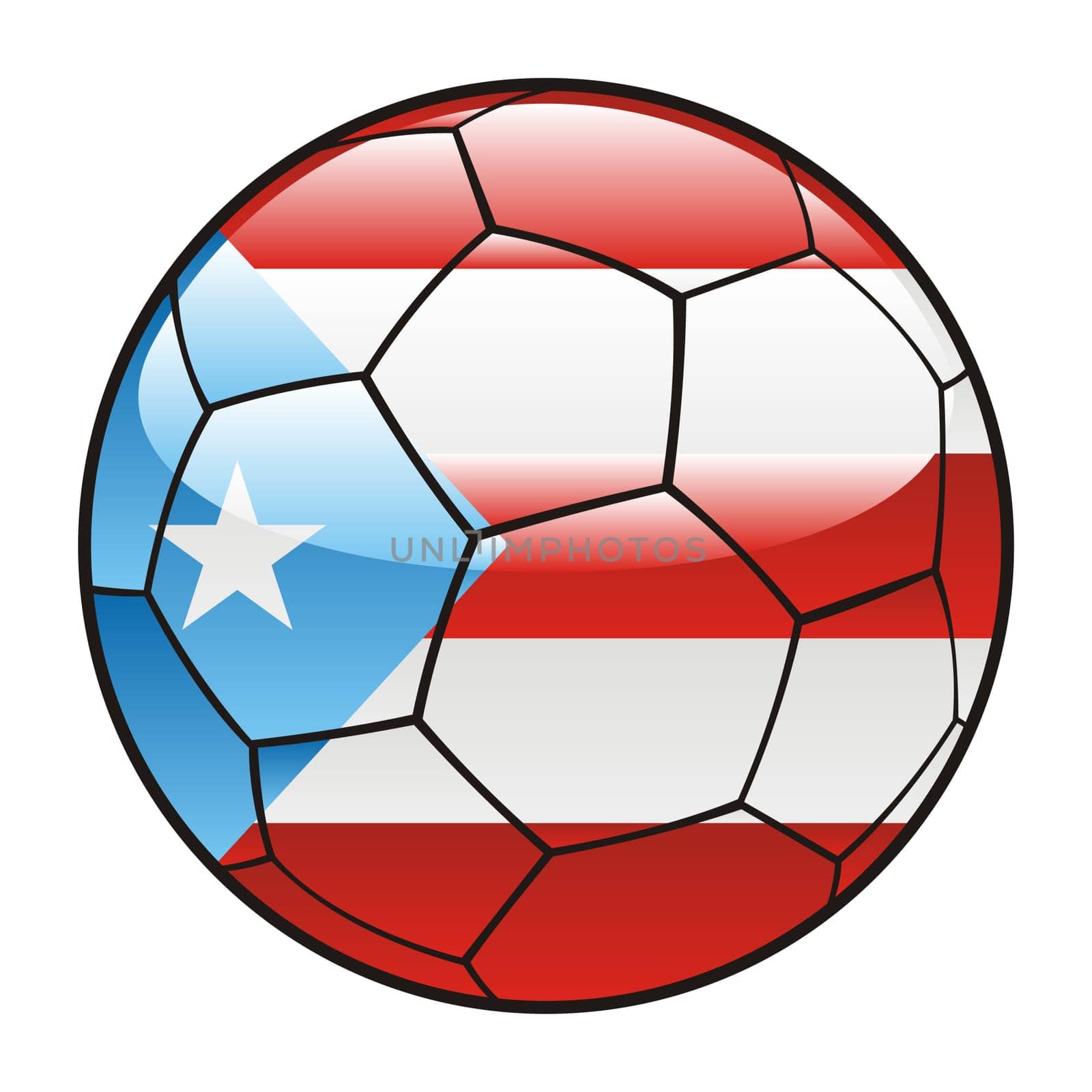 puerto rico flag on soccer ball