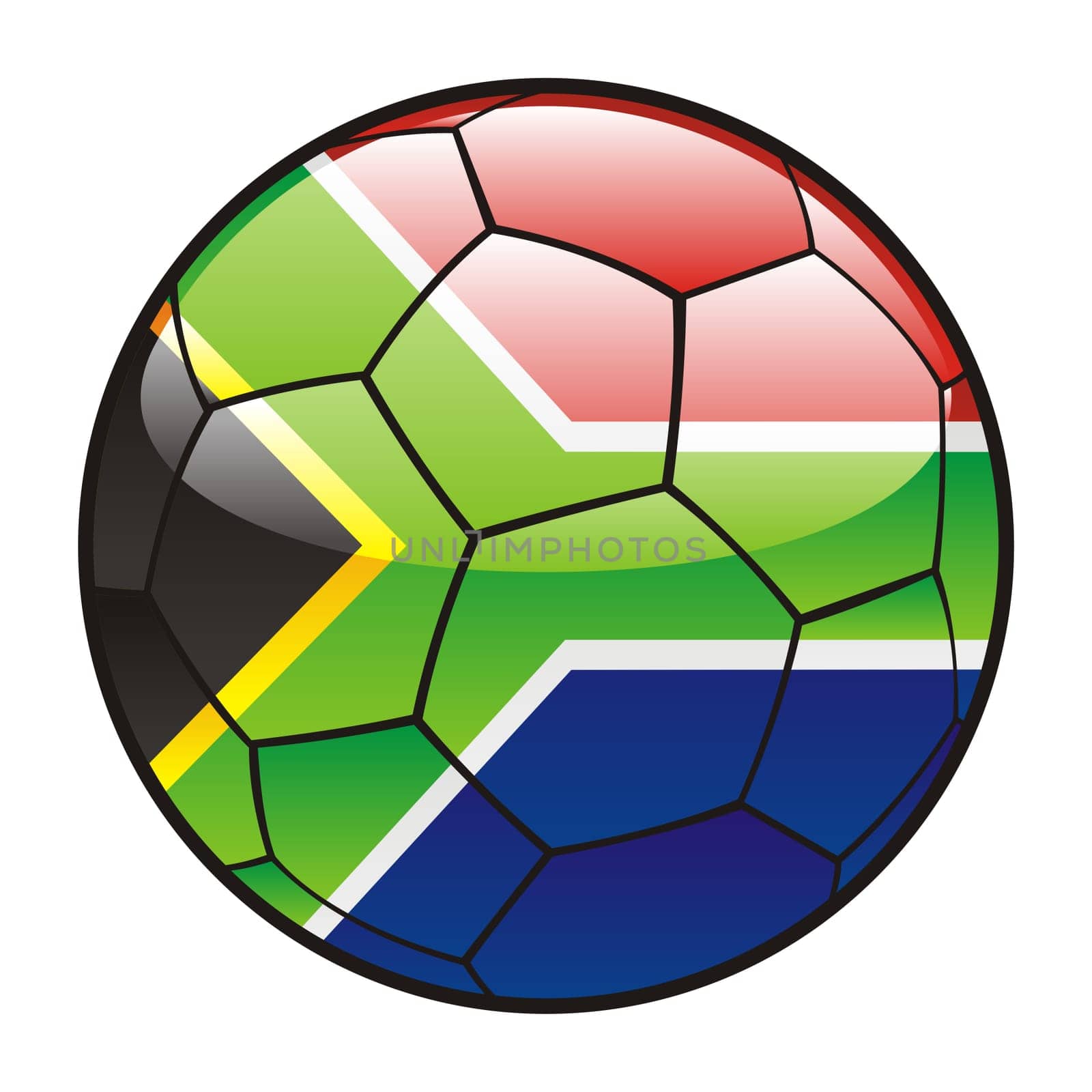 south africa flag on soccer ball
