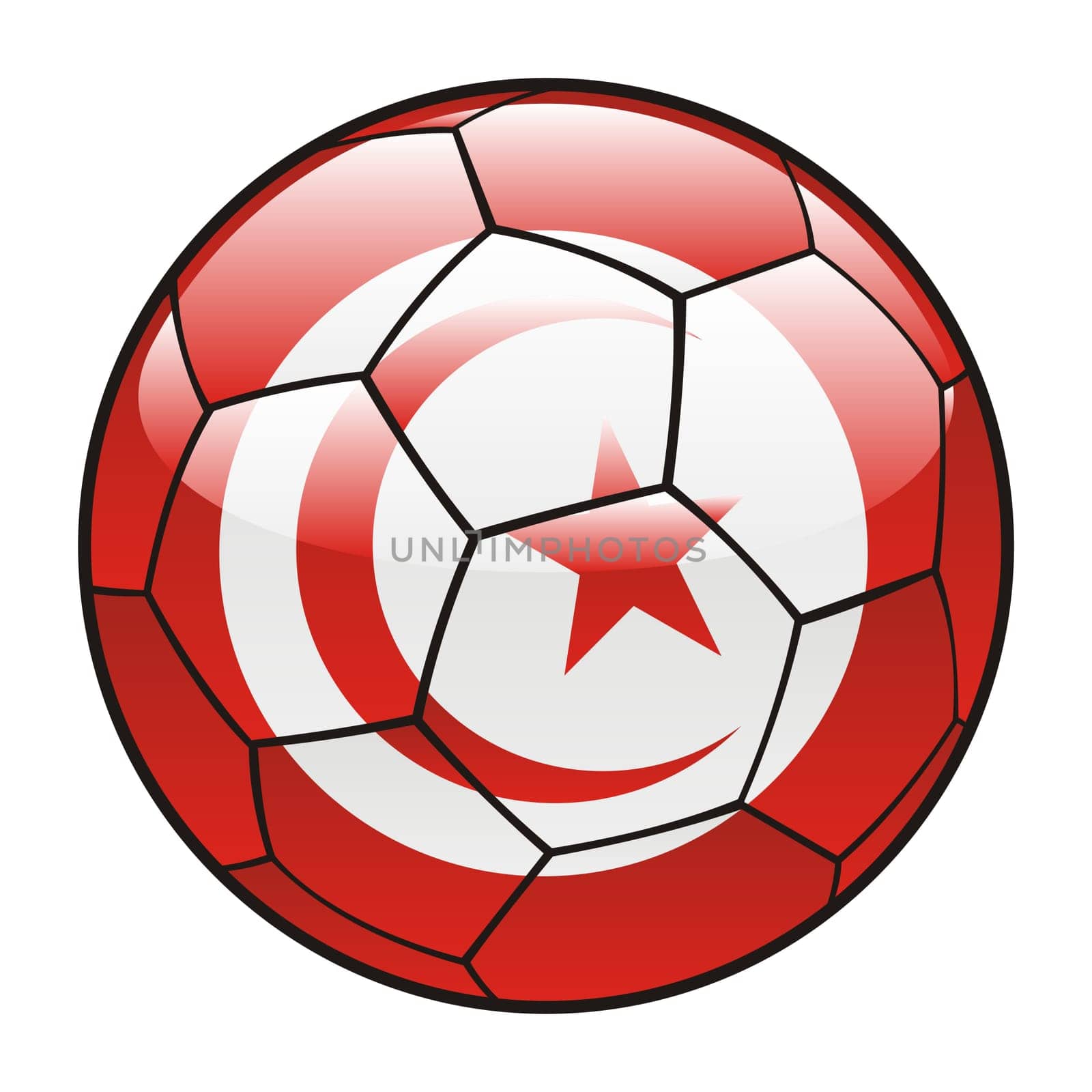tunisia flag on soccer ball