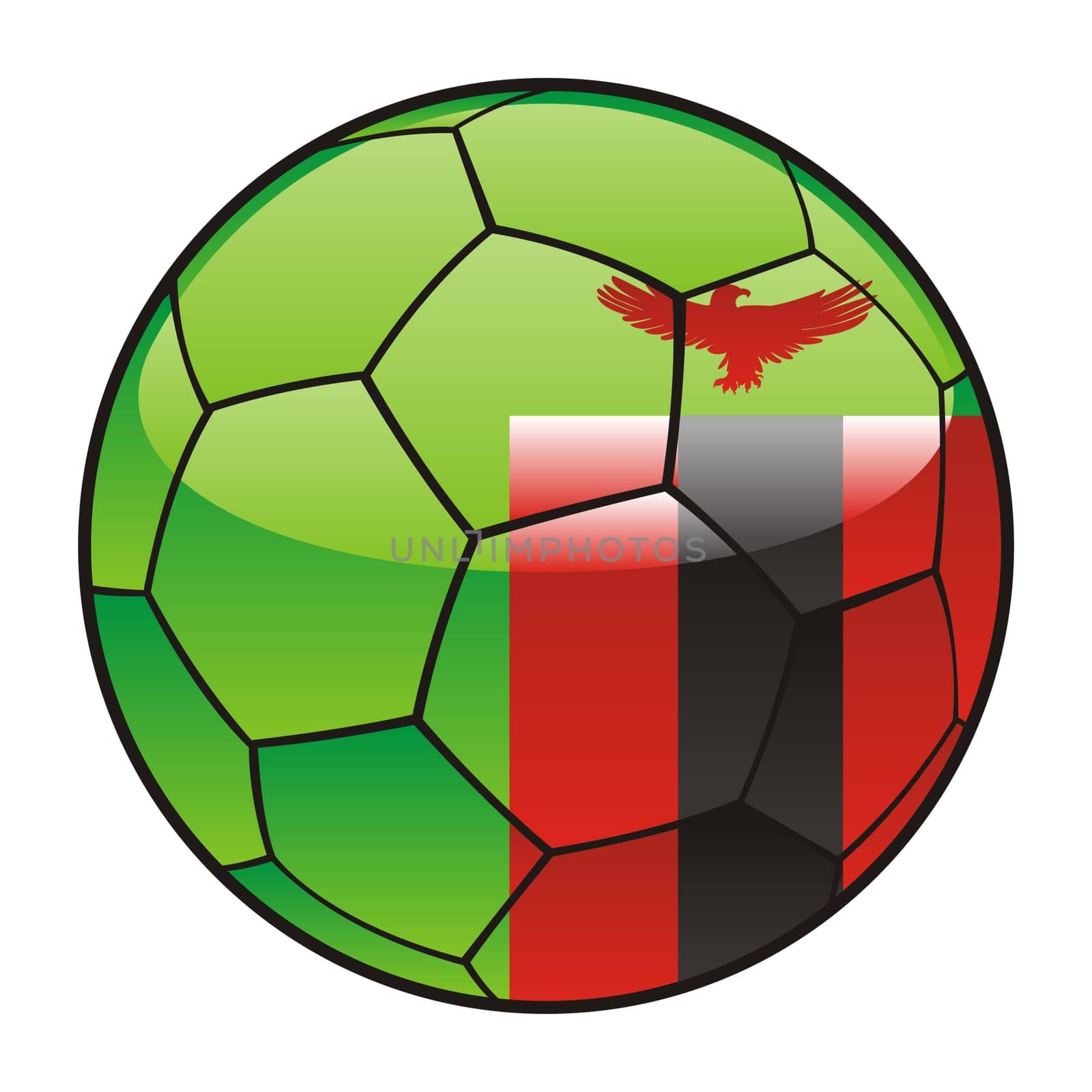 zambia flag on soccer ball