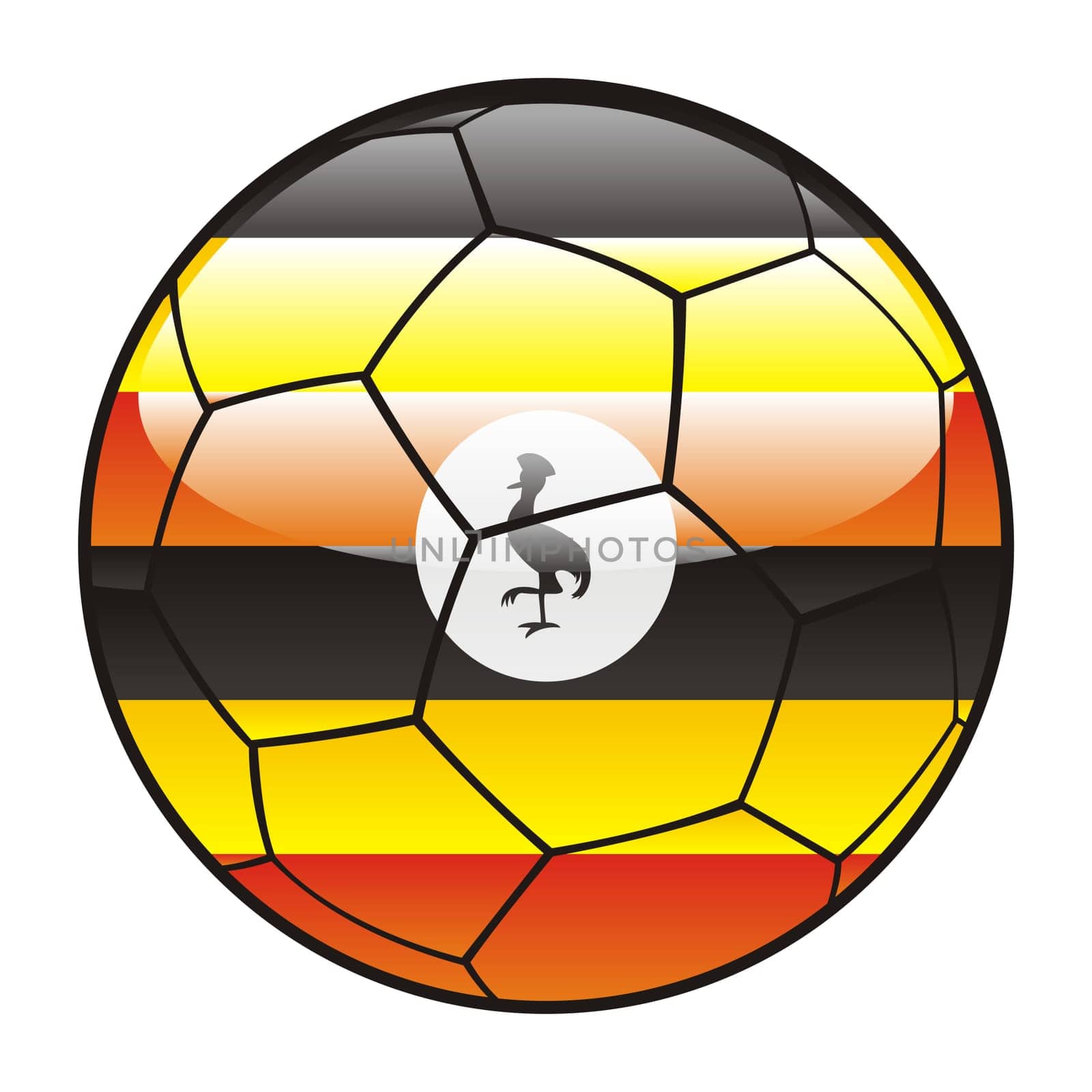 uganda flag on soccer ball