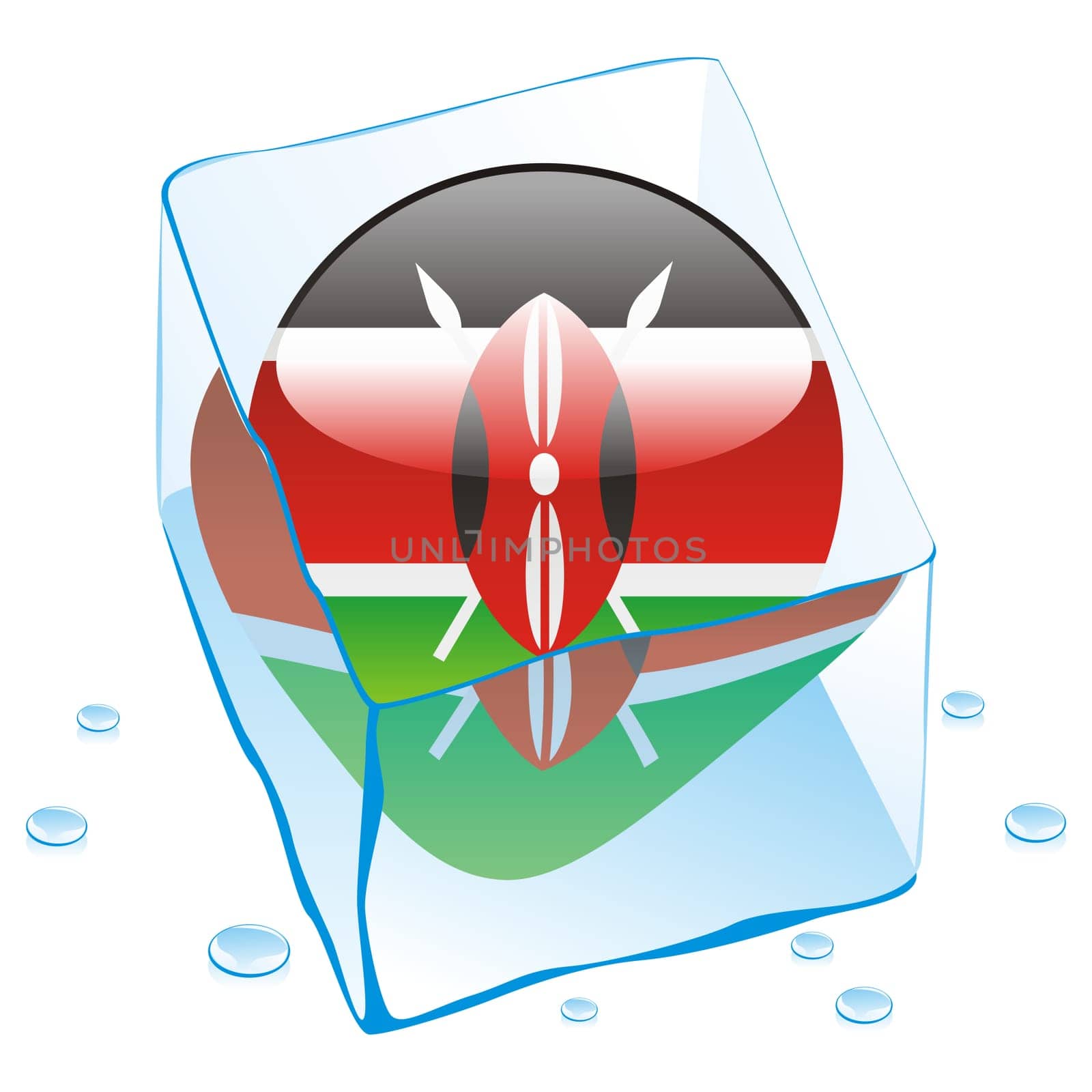 kenya flag frozen in ice cube