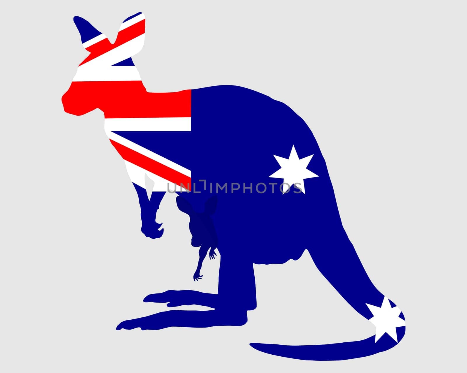 National flag of Australia with kangaroo