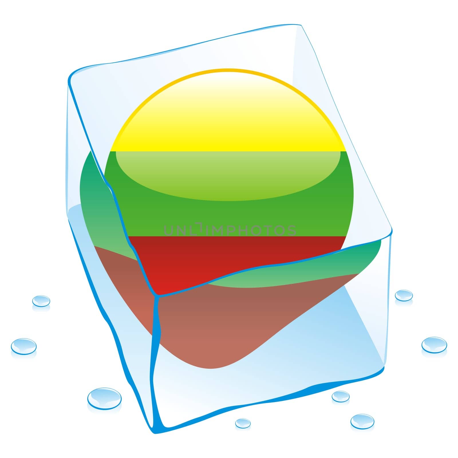 lithuania flag frozen in ice cube