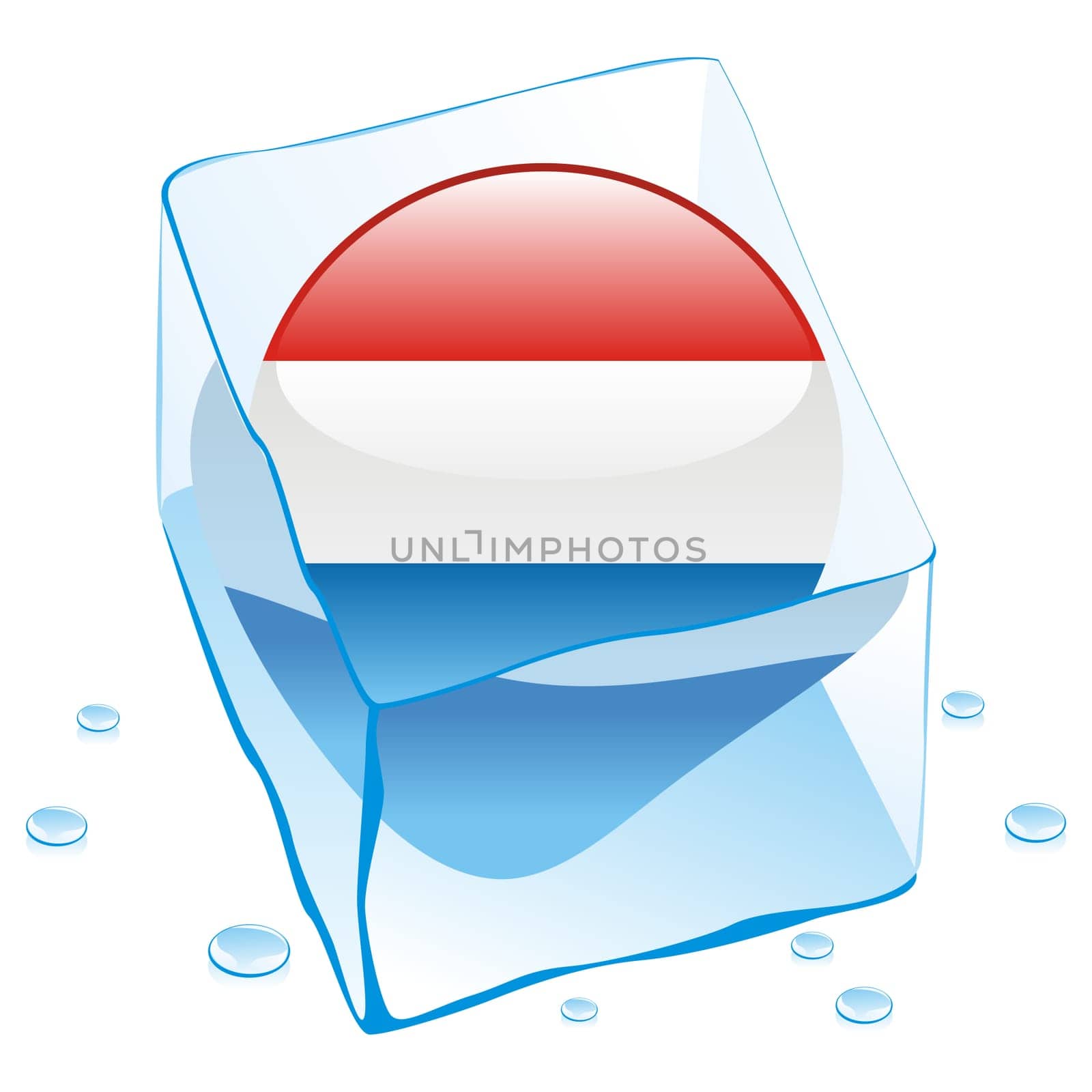 luxembourg flag frozen in ice cube