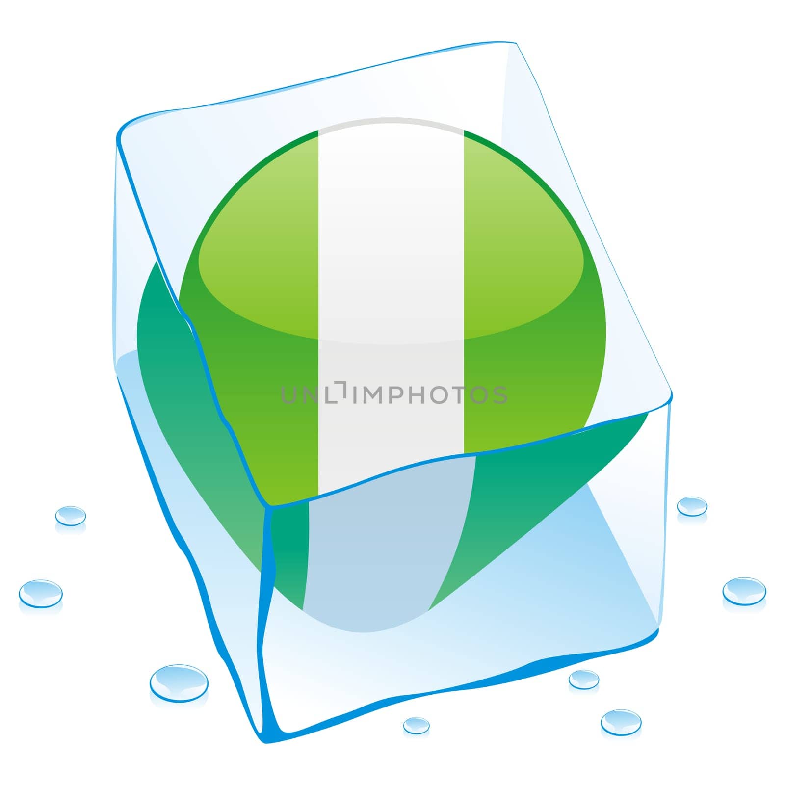 nigeria flag frozen in ice cube