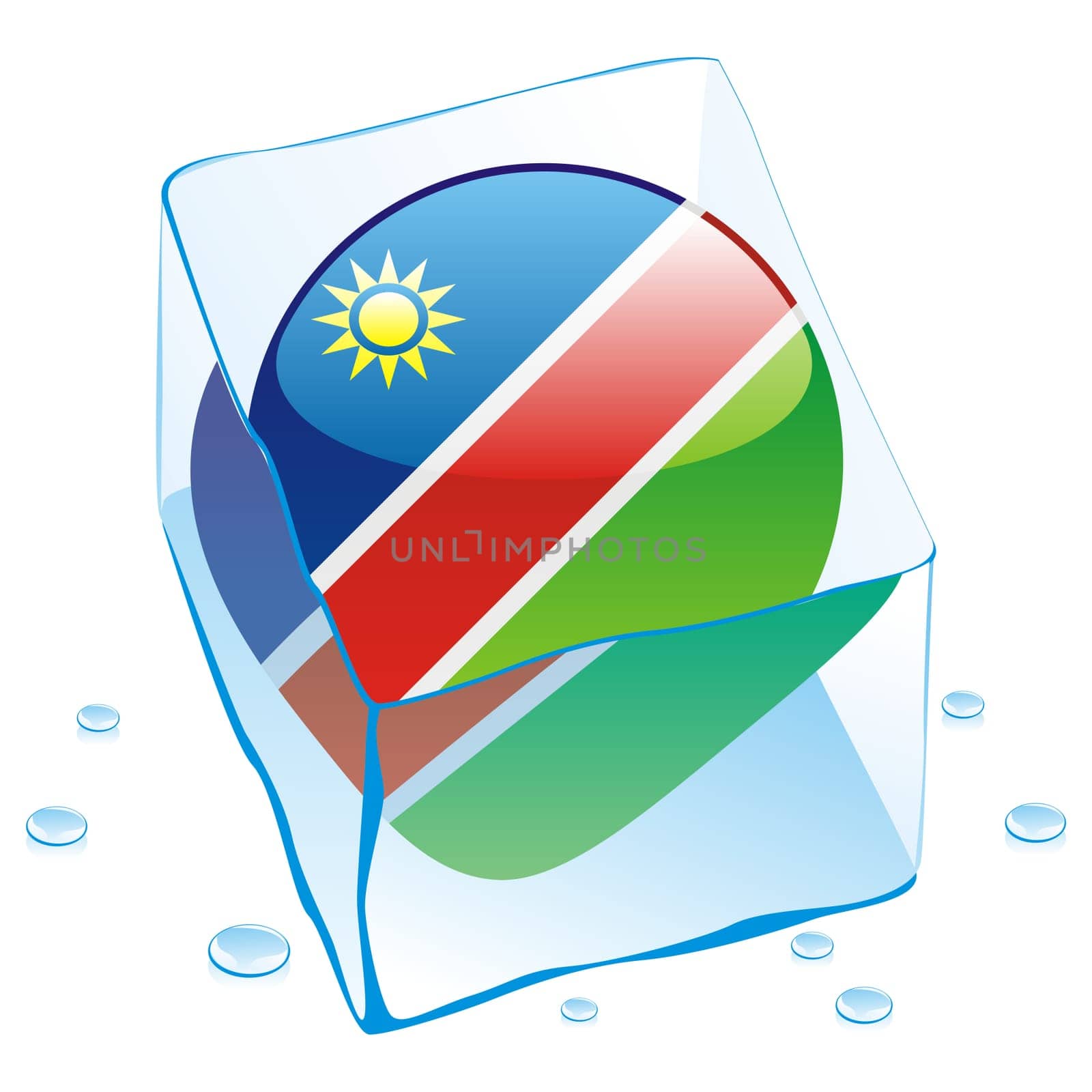 namibia flag frozen in ice cube