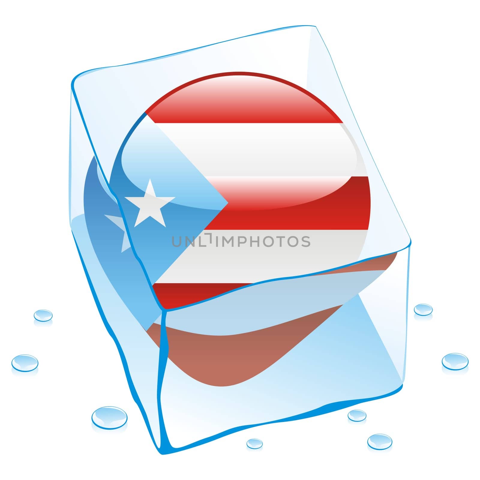 puerto rico flag frozen in ice cube