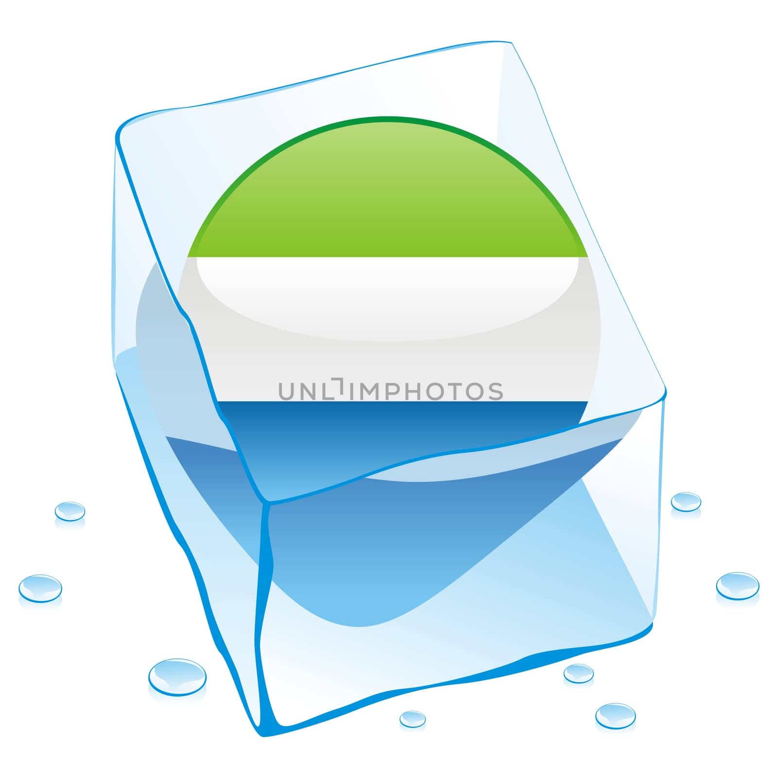 sierra leone flag frozen in ice cube