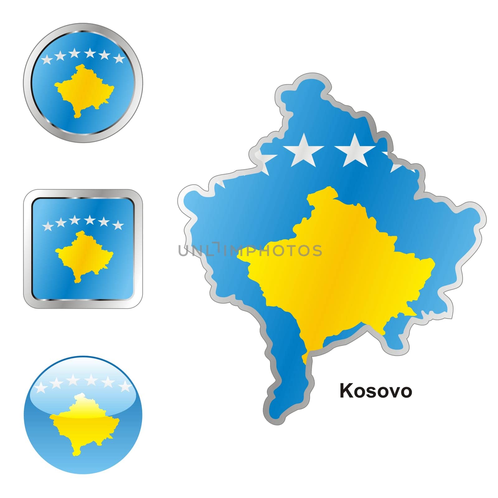 kosovo map and internet buttons