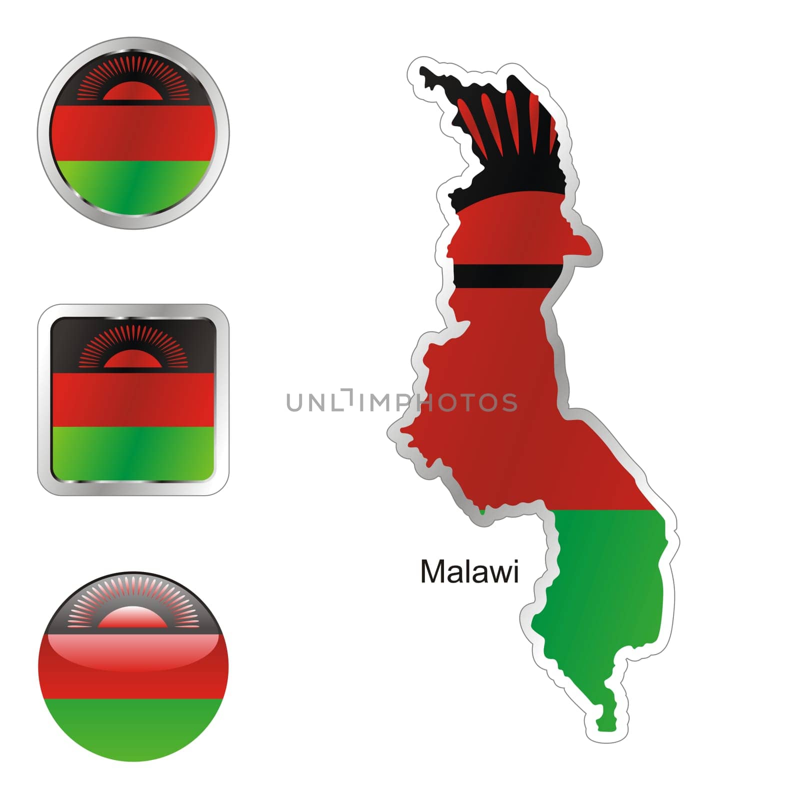 malawi map and internet buttons