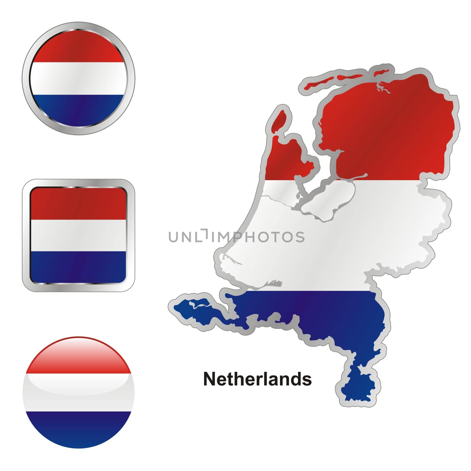 netherlands map and internet buttons