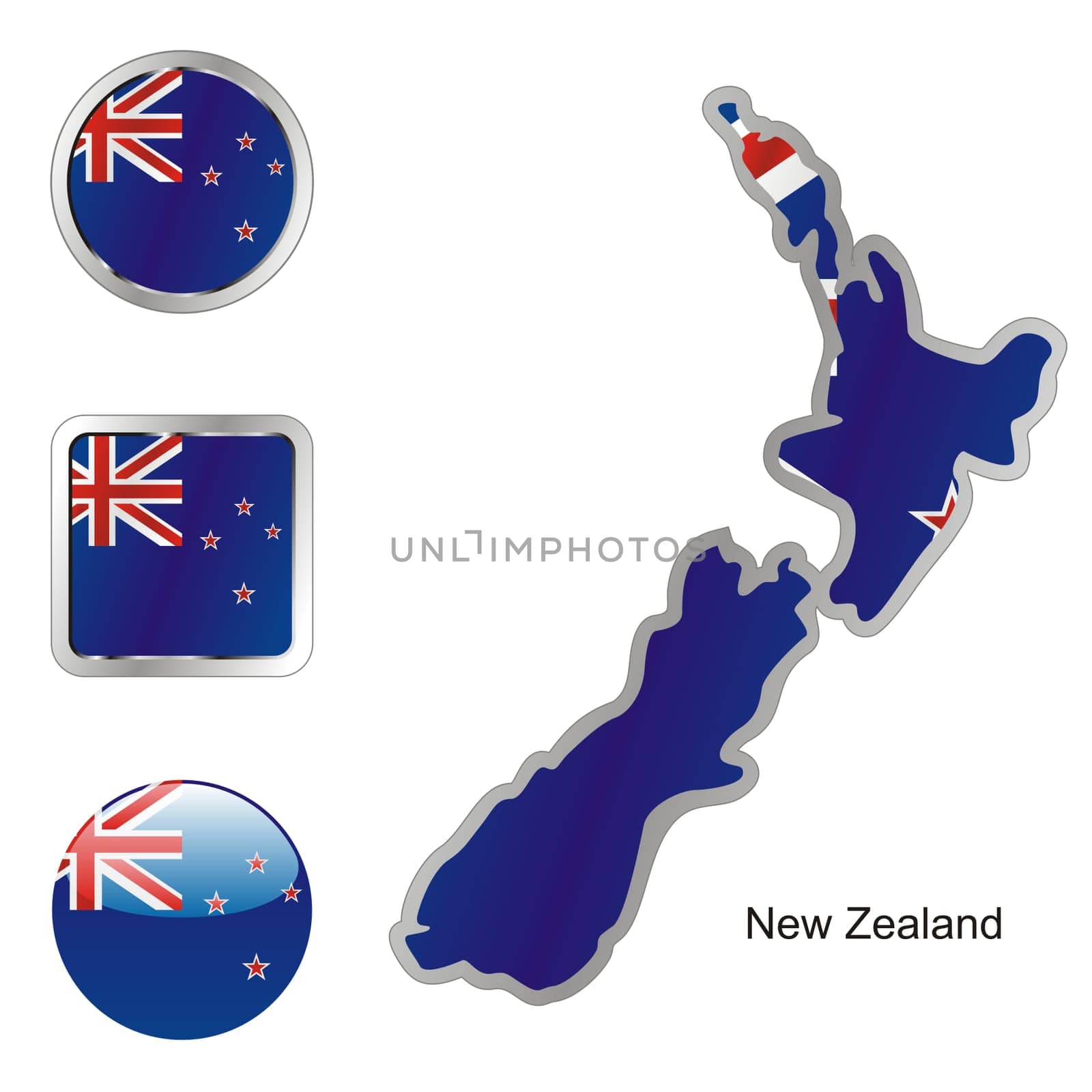 new zealand map and internet buttons