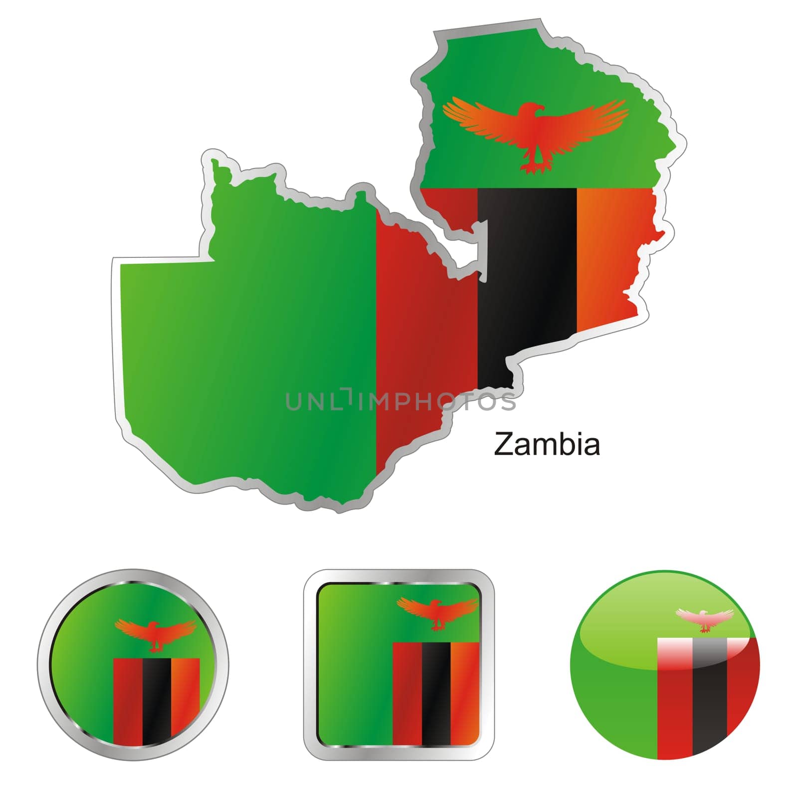 zambia map and internet buttons
