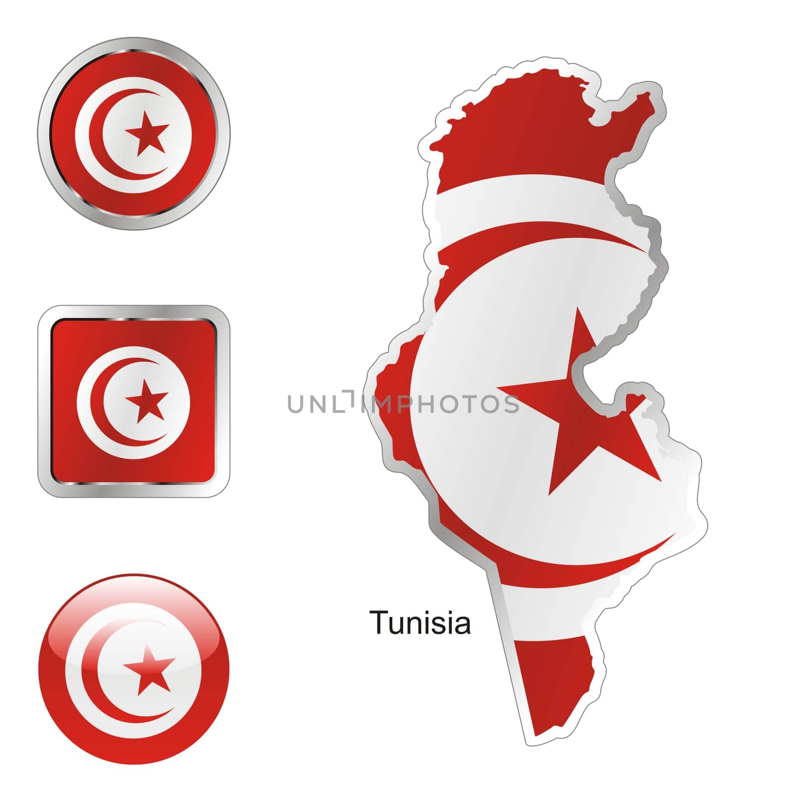 tunisia map and internet buttons