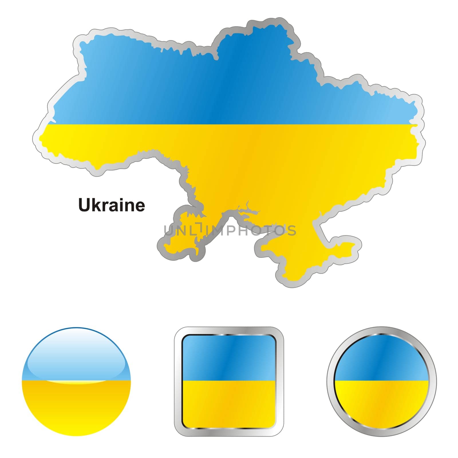 ukraine map and internet buttons