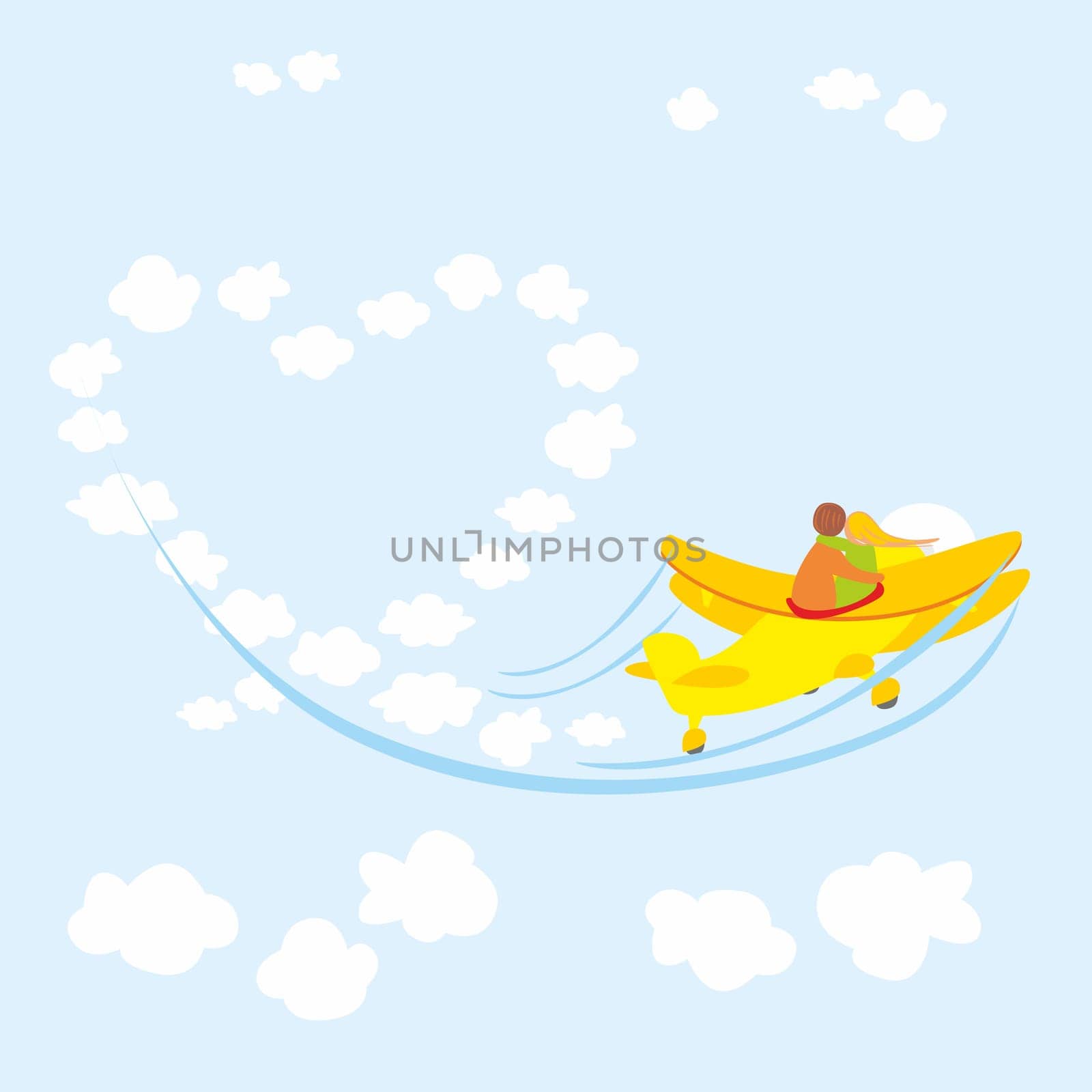 young couple in love flying