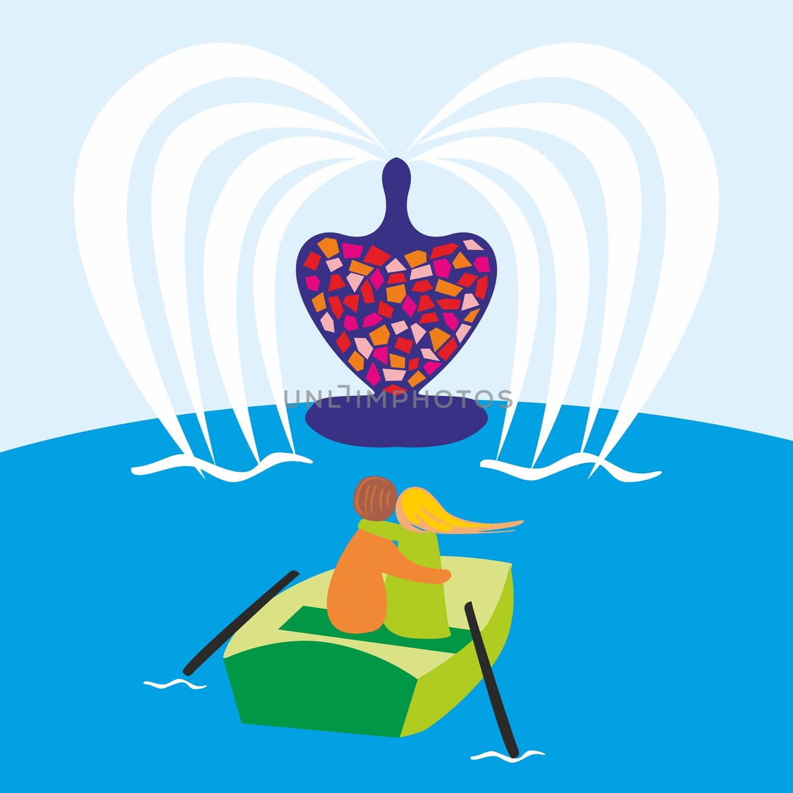 romantic young couple in a boat