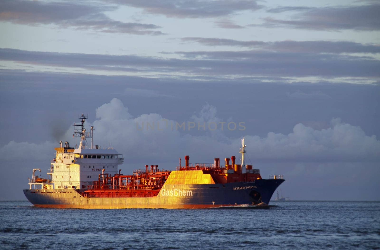 Tanker on the North Sea in the evening light
