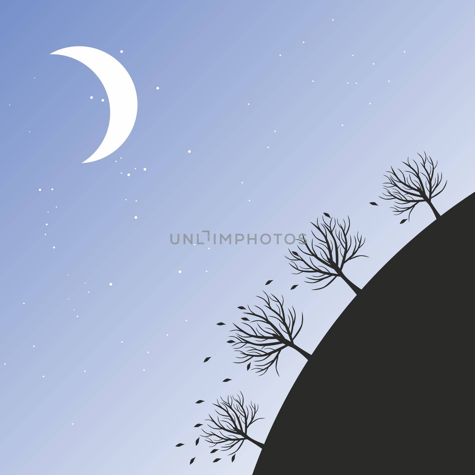 illustration of autumn night sky