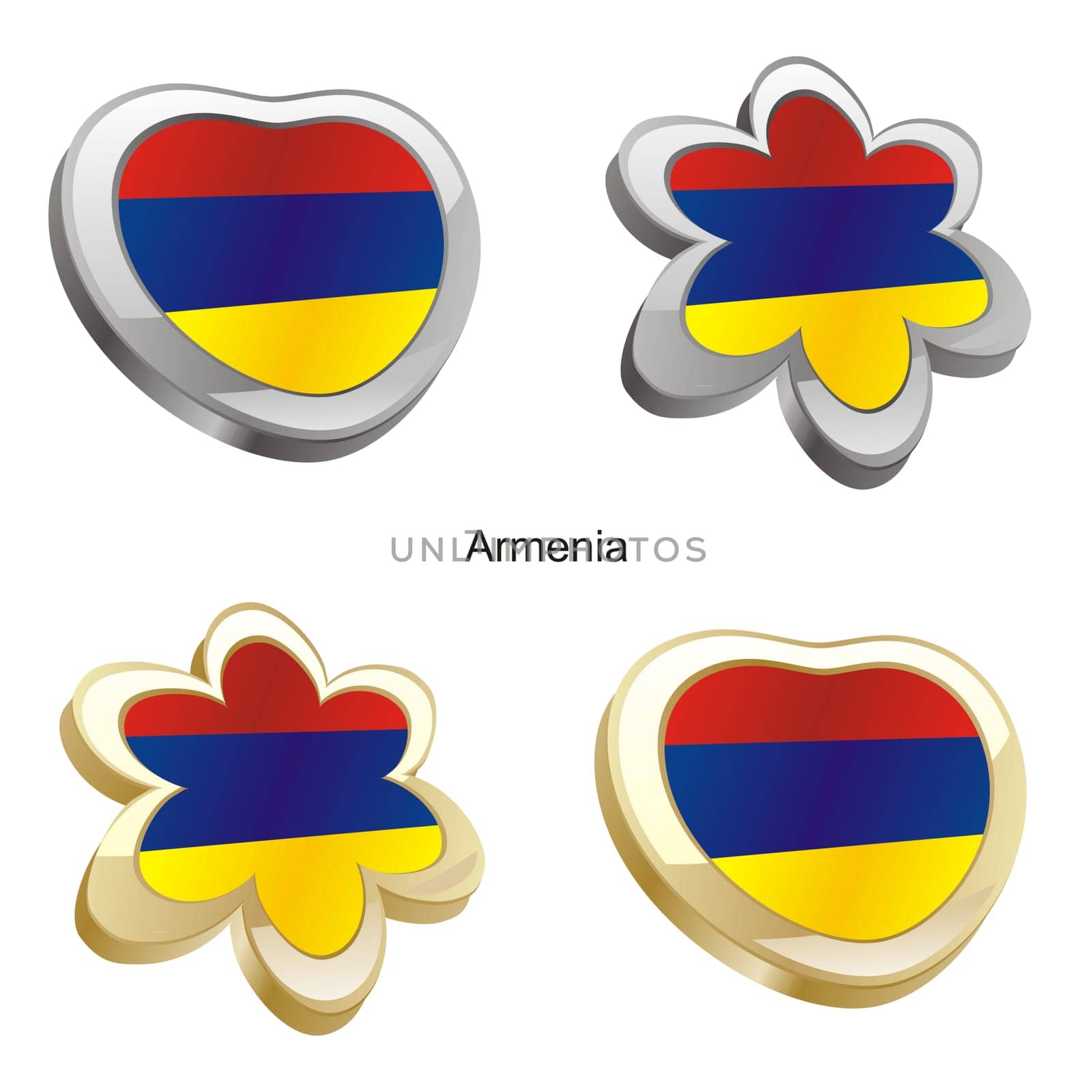 armenia flag in heart and flower shape