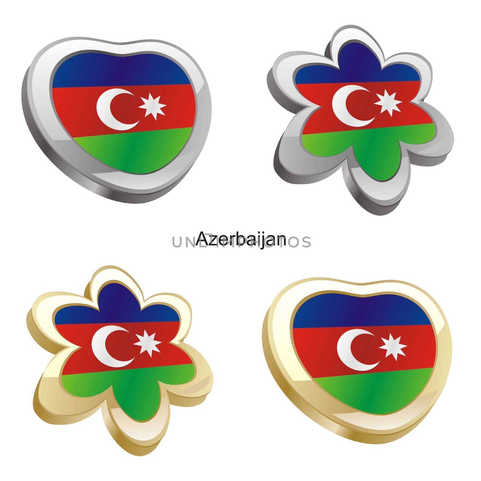 azerbaijan flag in heart and flower form