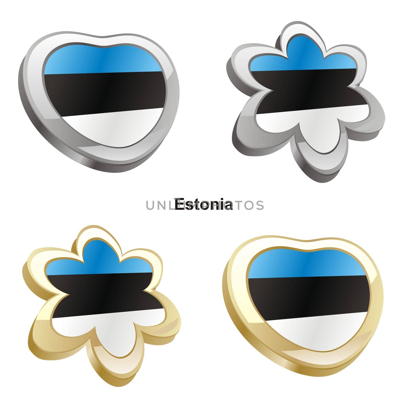 estonia flag in heart and flower shape