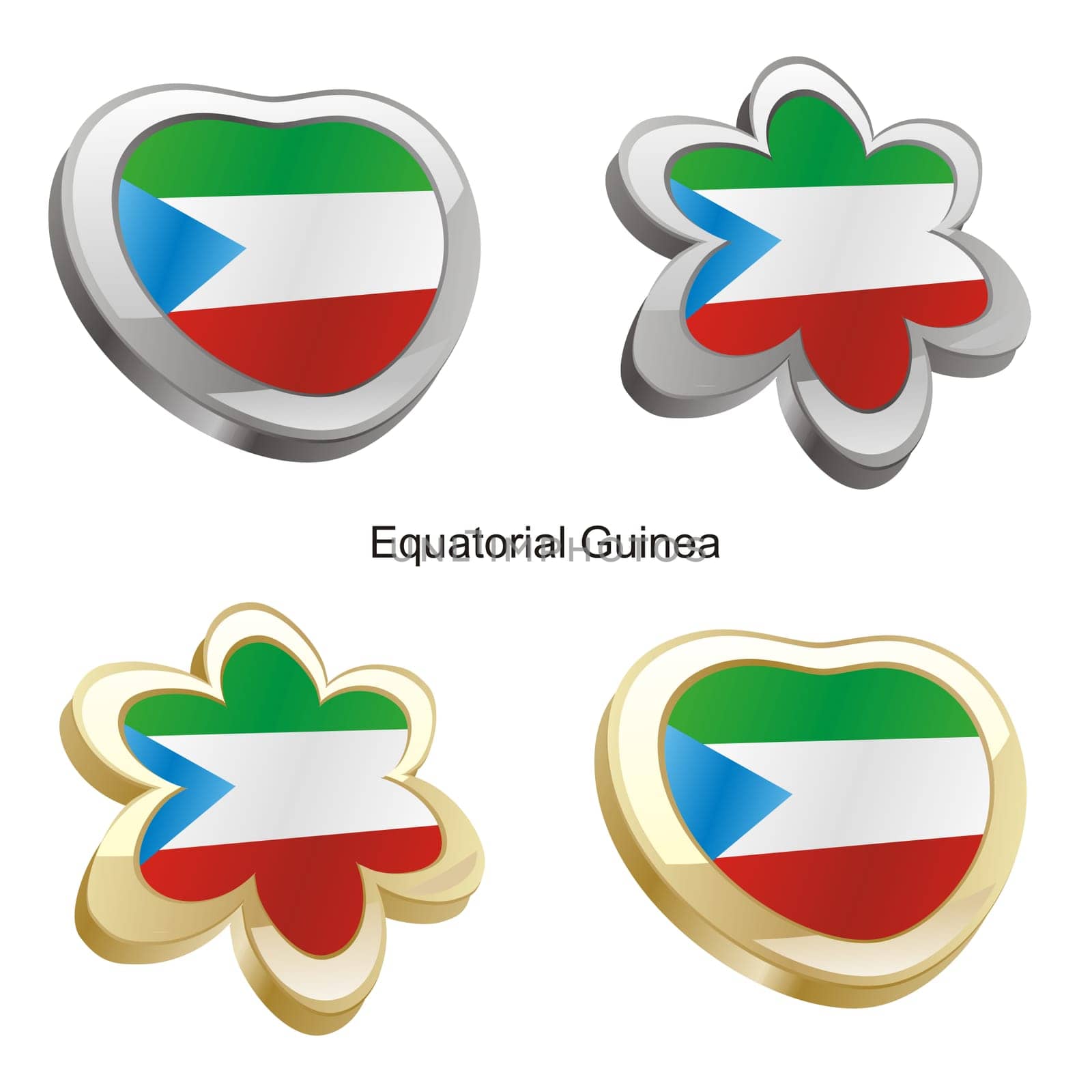 equatorial guinea flag heart flower form