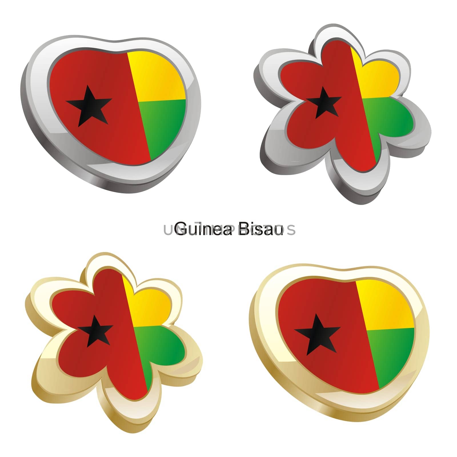 guinea bissau flag heart and flower form