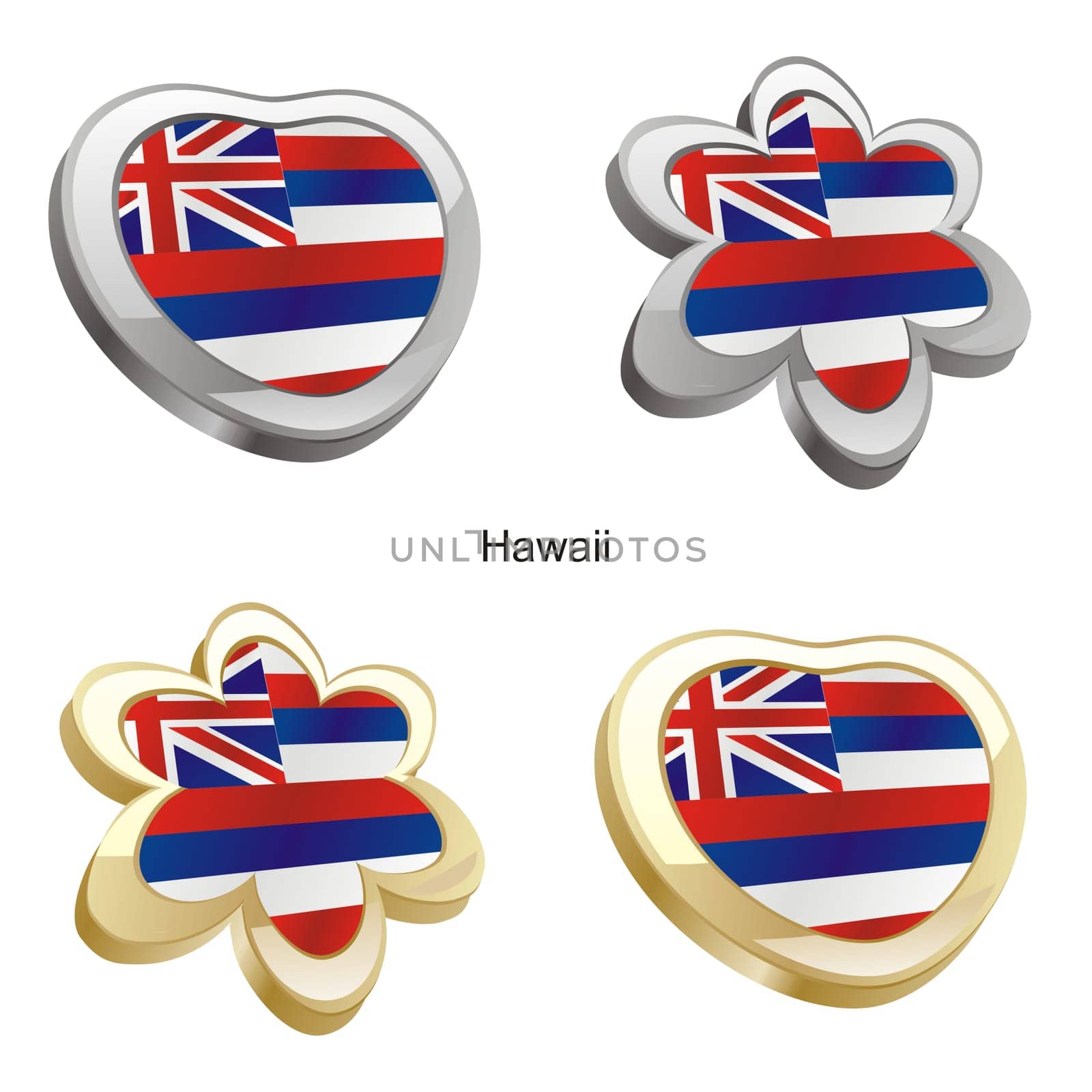 hawaii flag in heart and flower shape