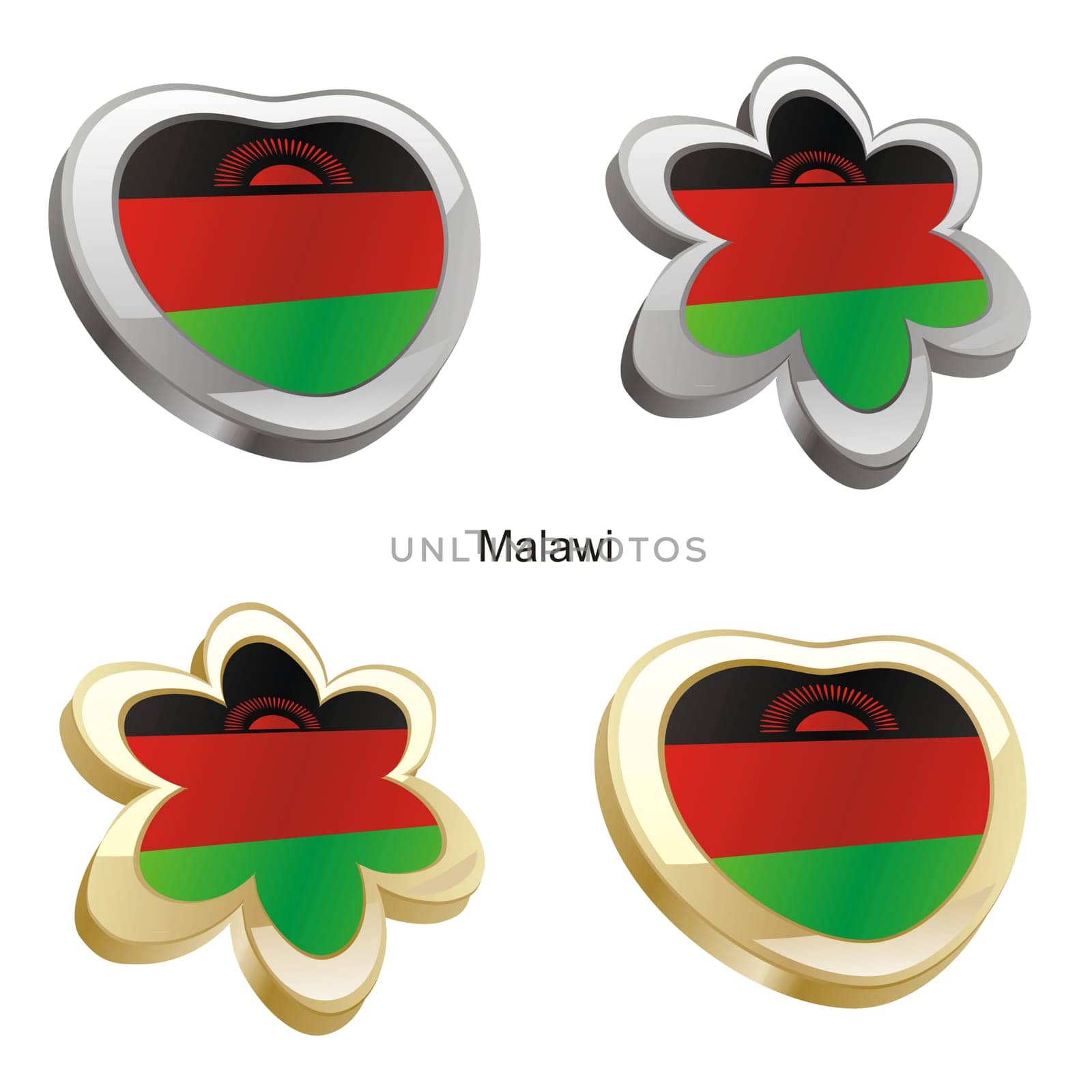malawi flag heart and flower form