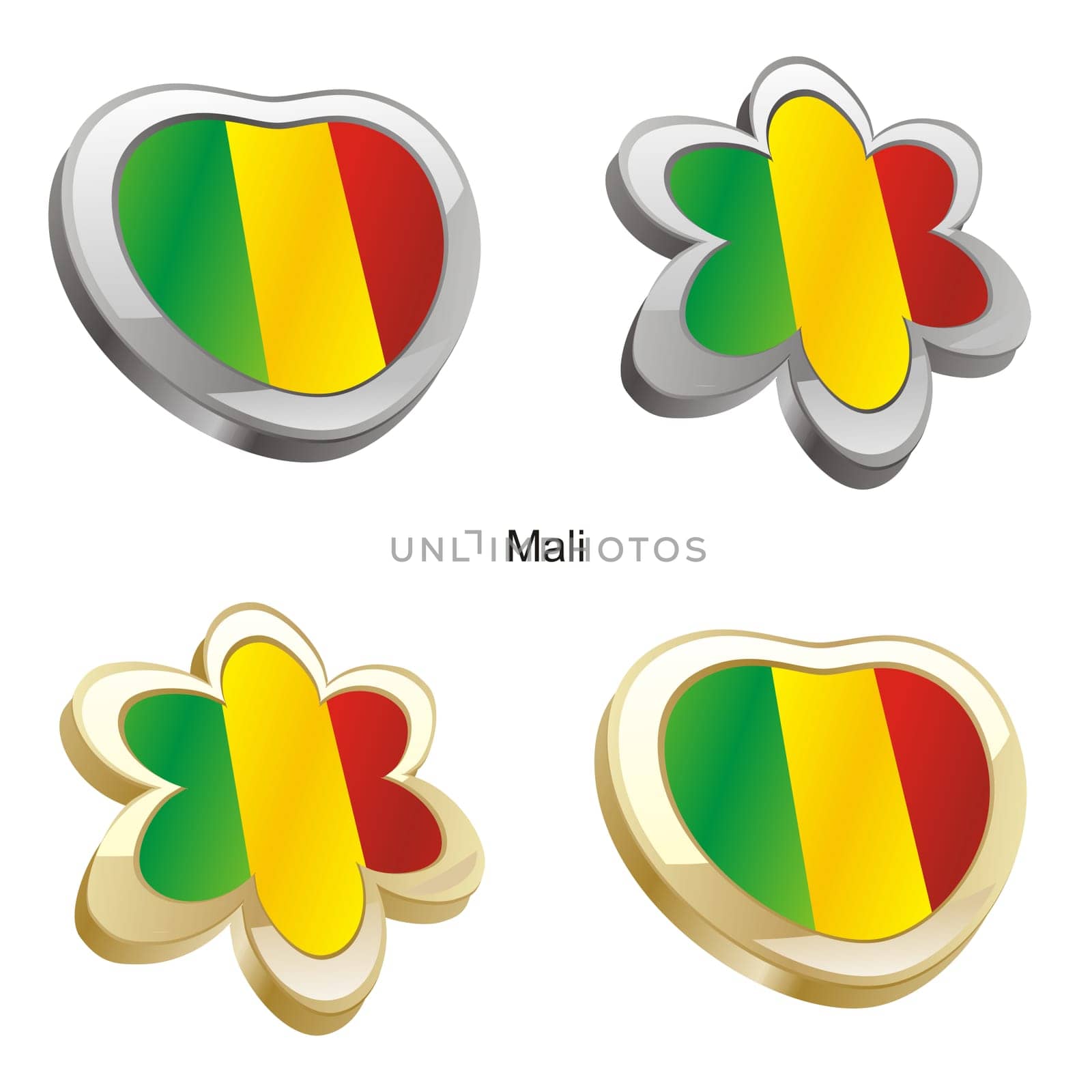 mali flag heart and flower form