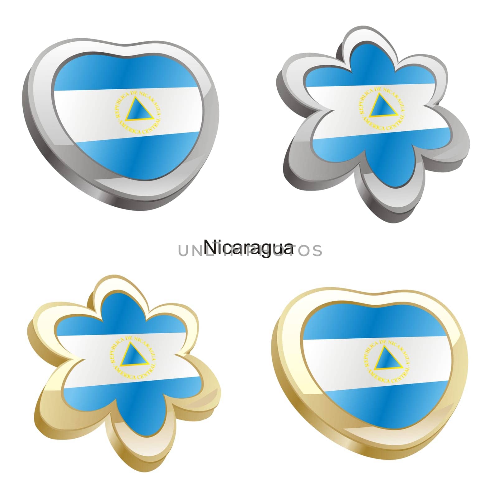nicaragua flag in heart and flower shape