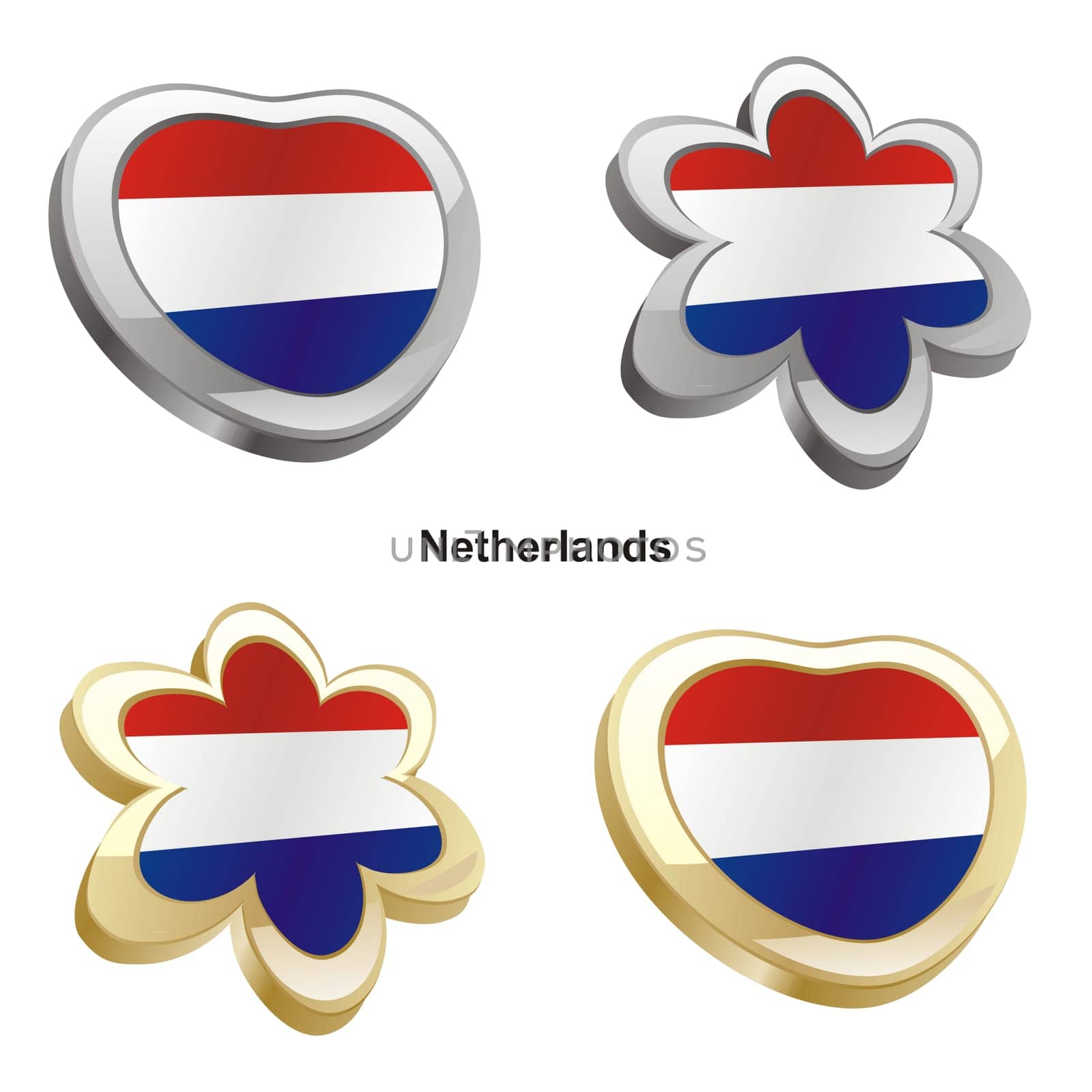 netherlands flag heart and flower form