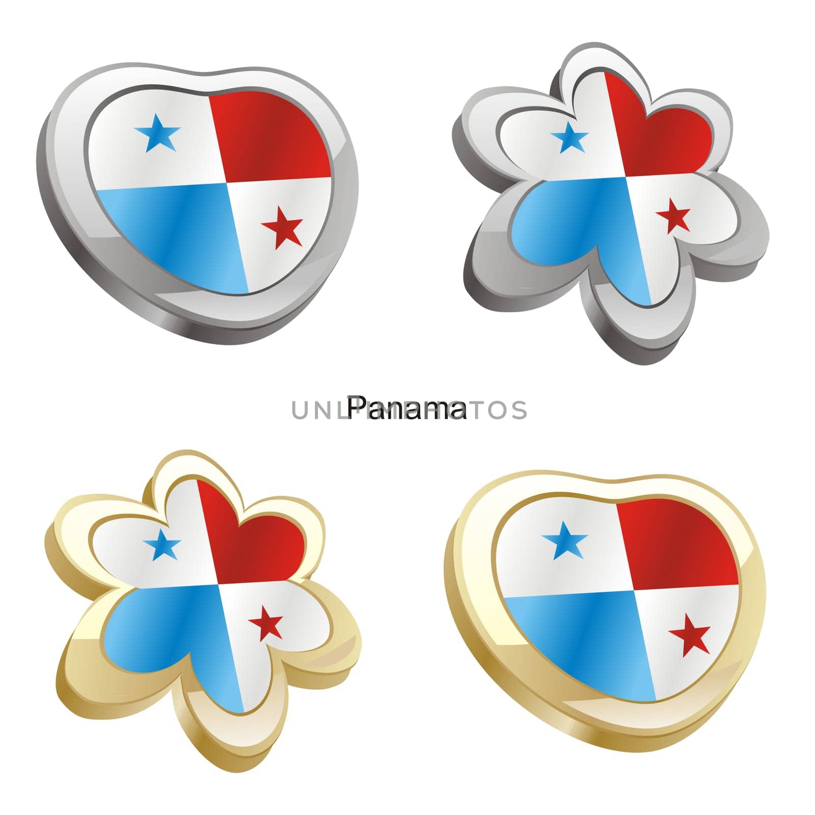 panama flag in heart and flower shape