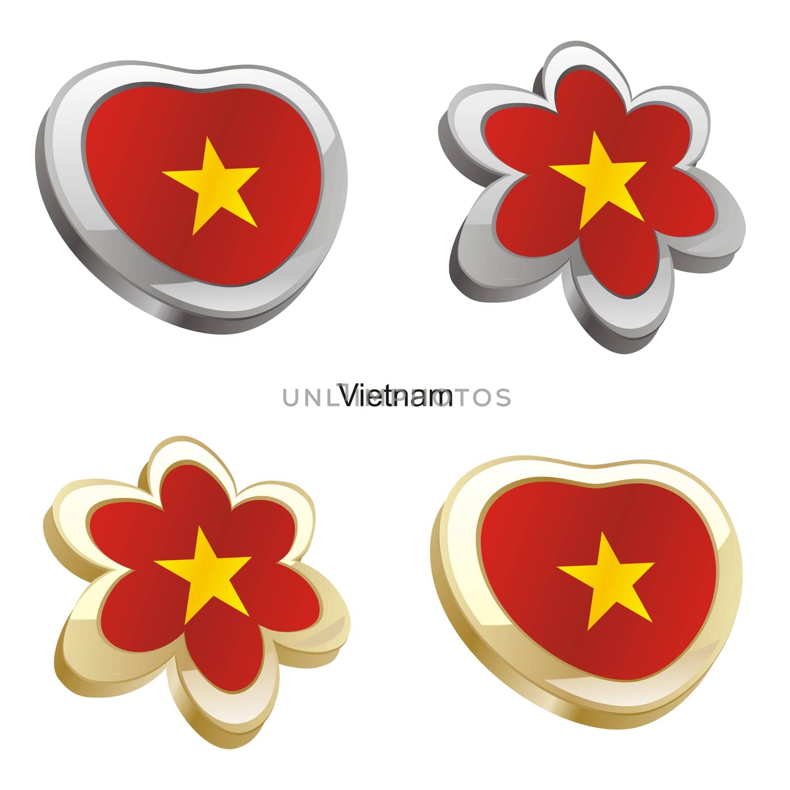 vietnam flag in heart and flower form