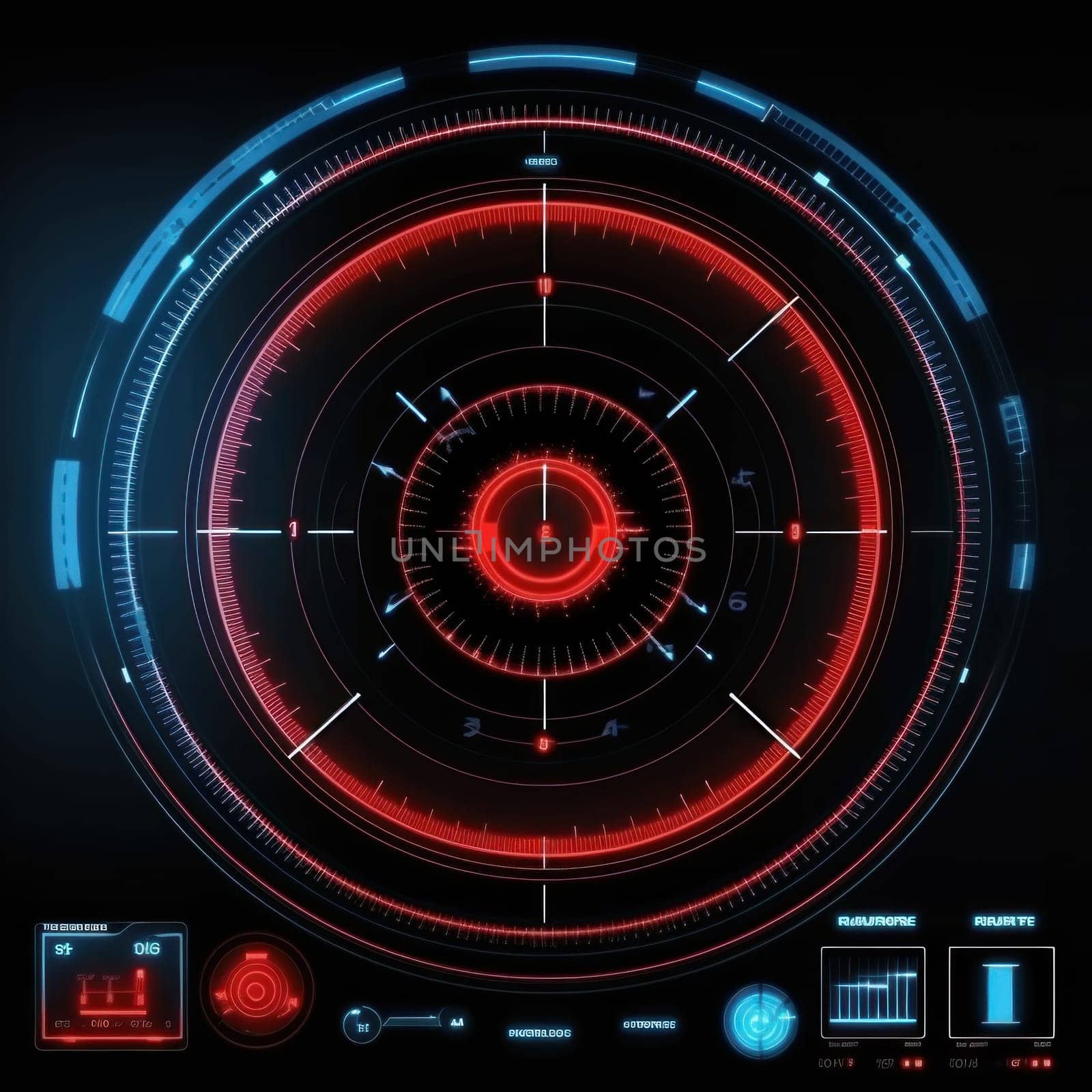 Abstract of glowing futuristic in virtual head up cyber interface concept. Background futuristic innovation of neon in back background. generative AI.