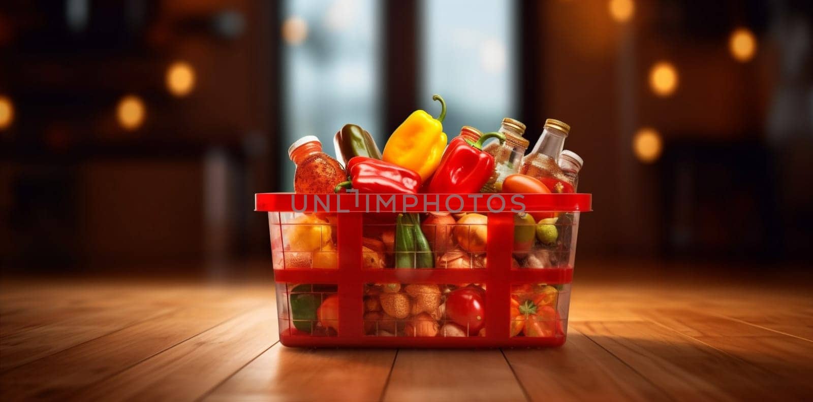 delivery food supermarket market shopping grocery store retail shop basket. Generative AI. by Vichizh