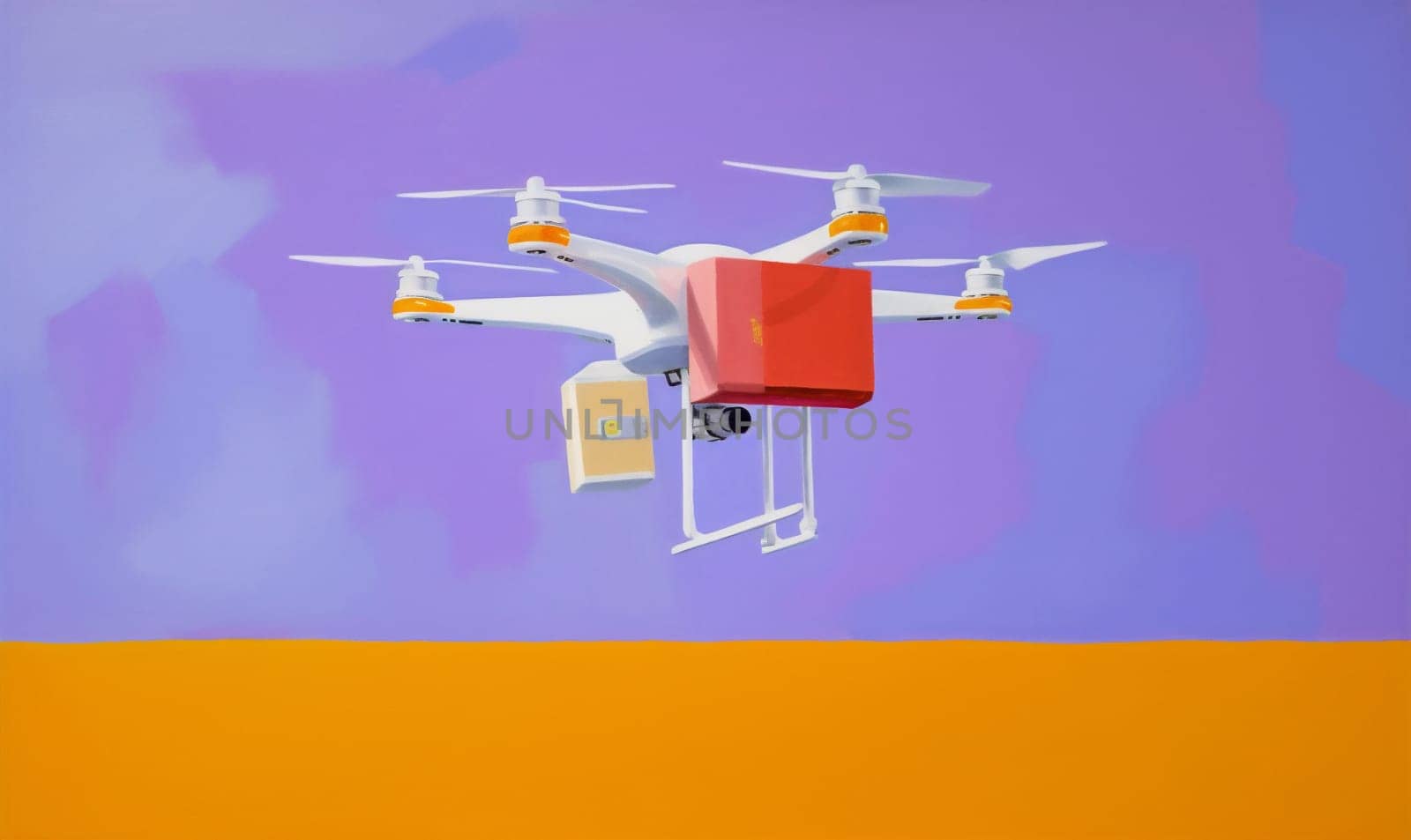 technology fly air aircraft blue helicopter drone cargo fast delivery. Generative AI. by Vichizh