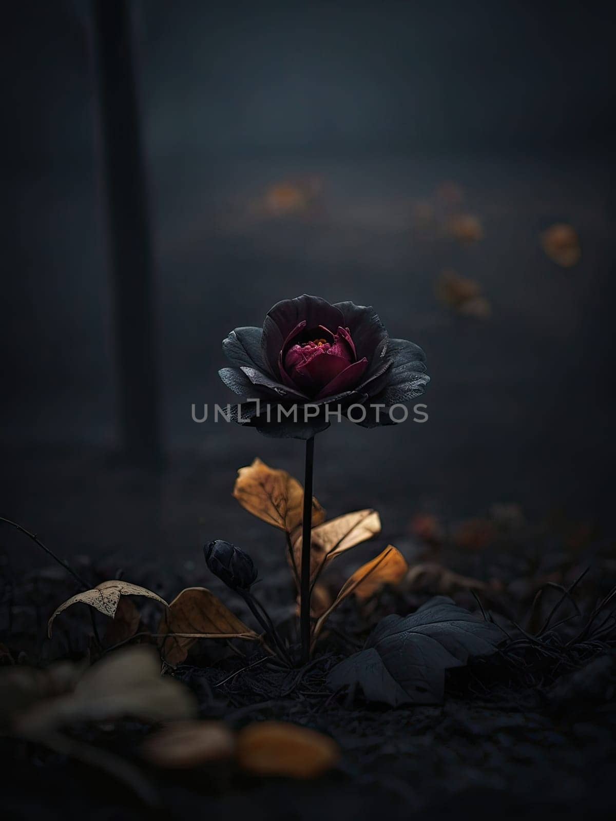 Dark beautiful flower. AI generated