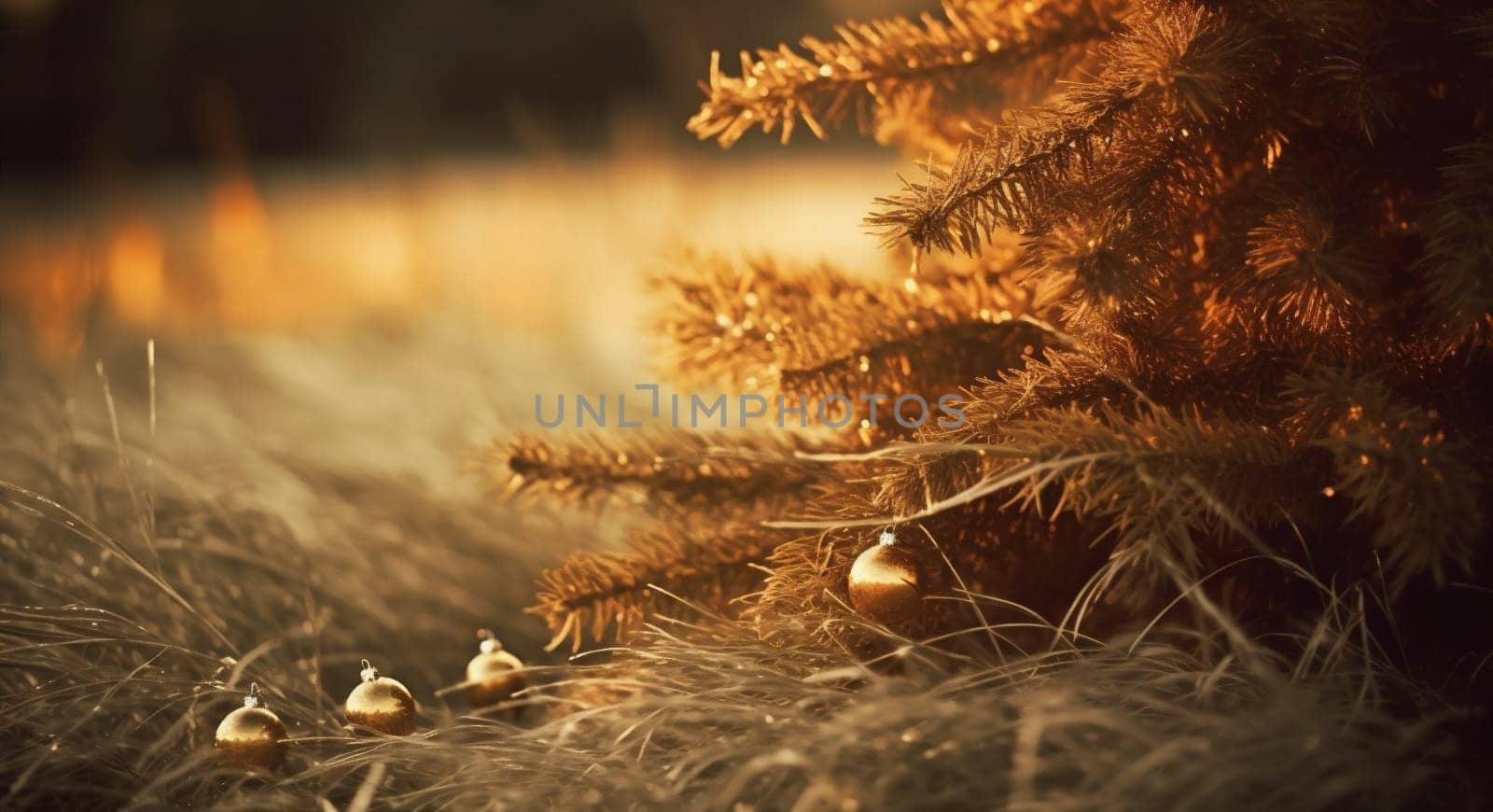 bokeh decoration blur celebration tree winter light background season holiday christmas. Generative AI. by Vichizh