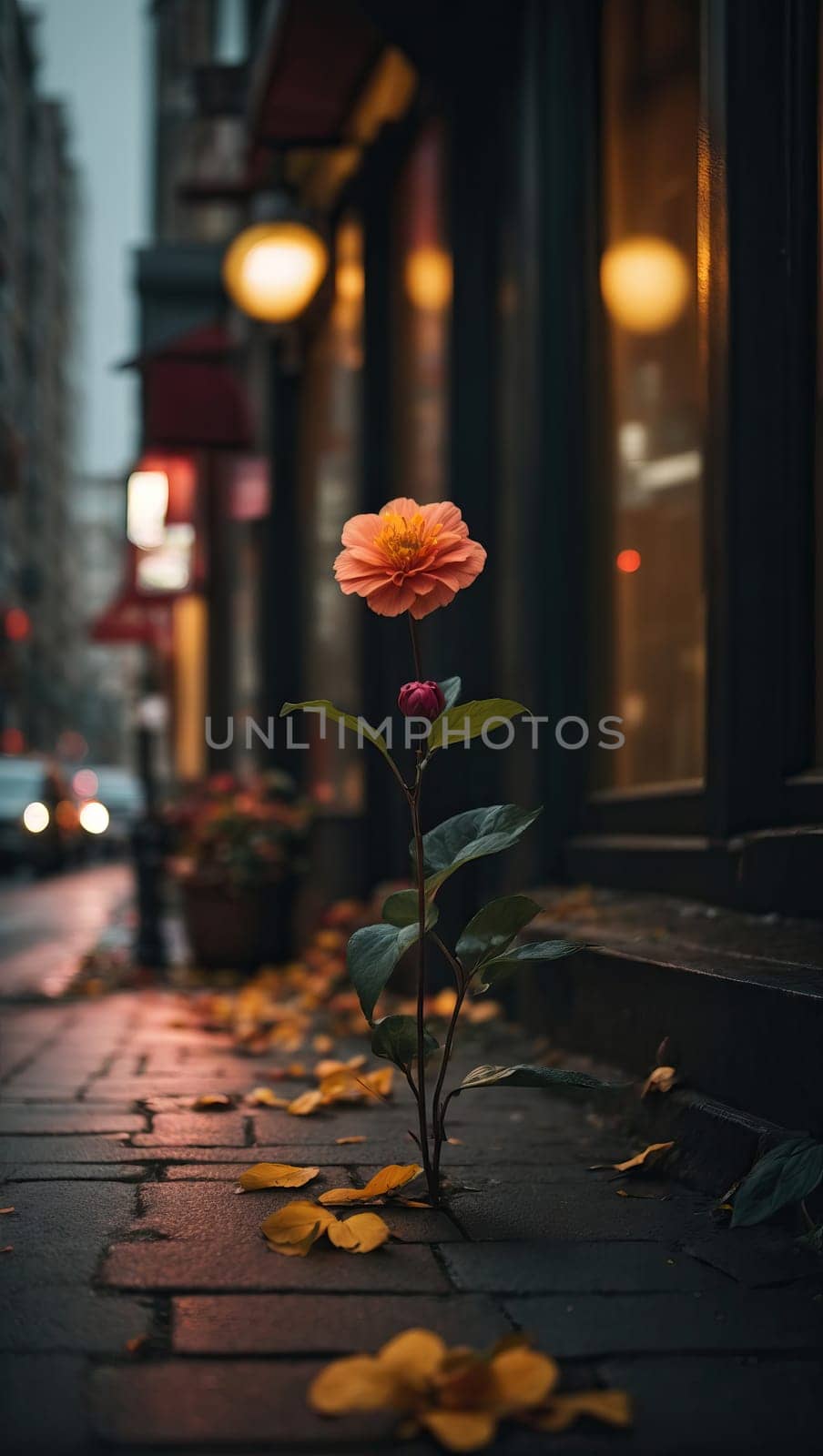 Yellow flower on the street of the old city by applesstock