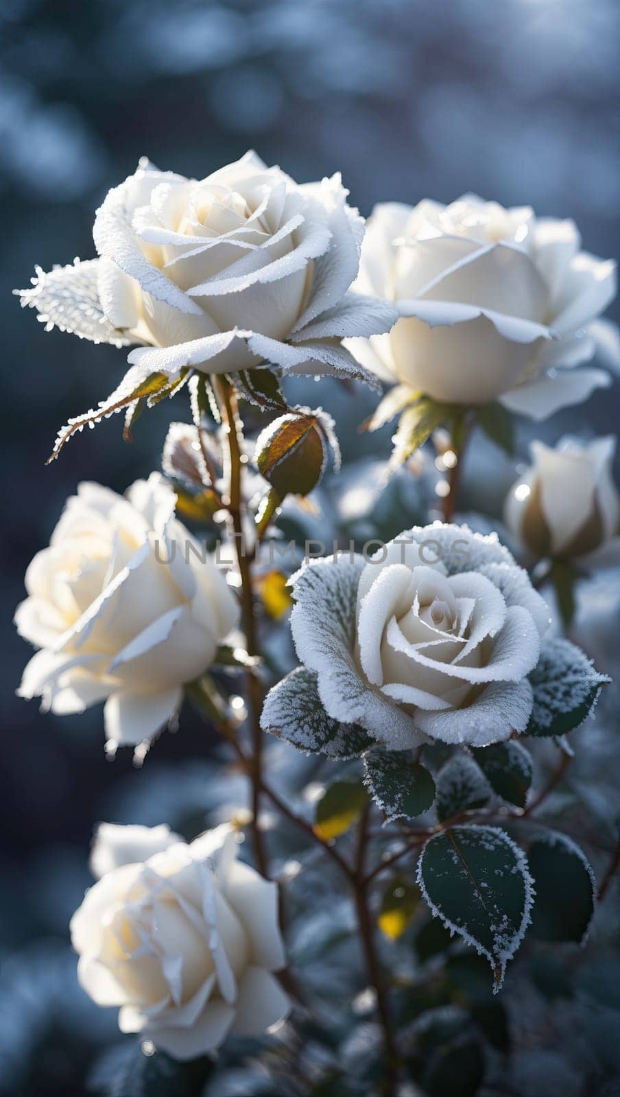 Beautiful bunch of frosty white roses by applesstock