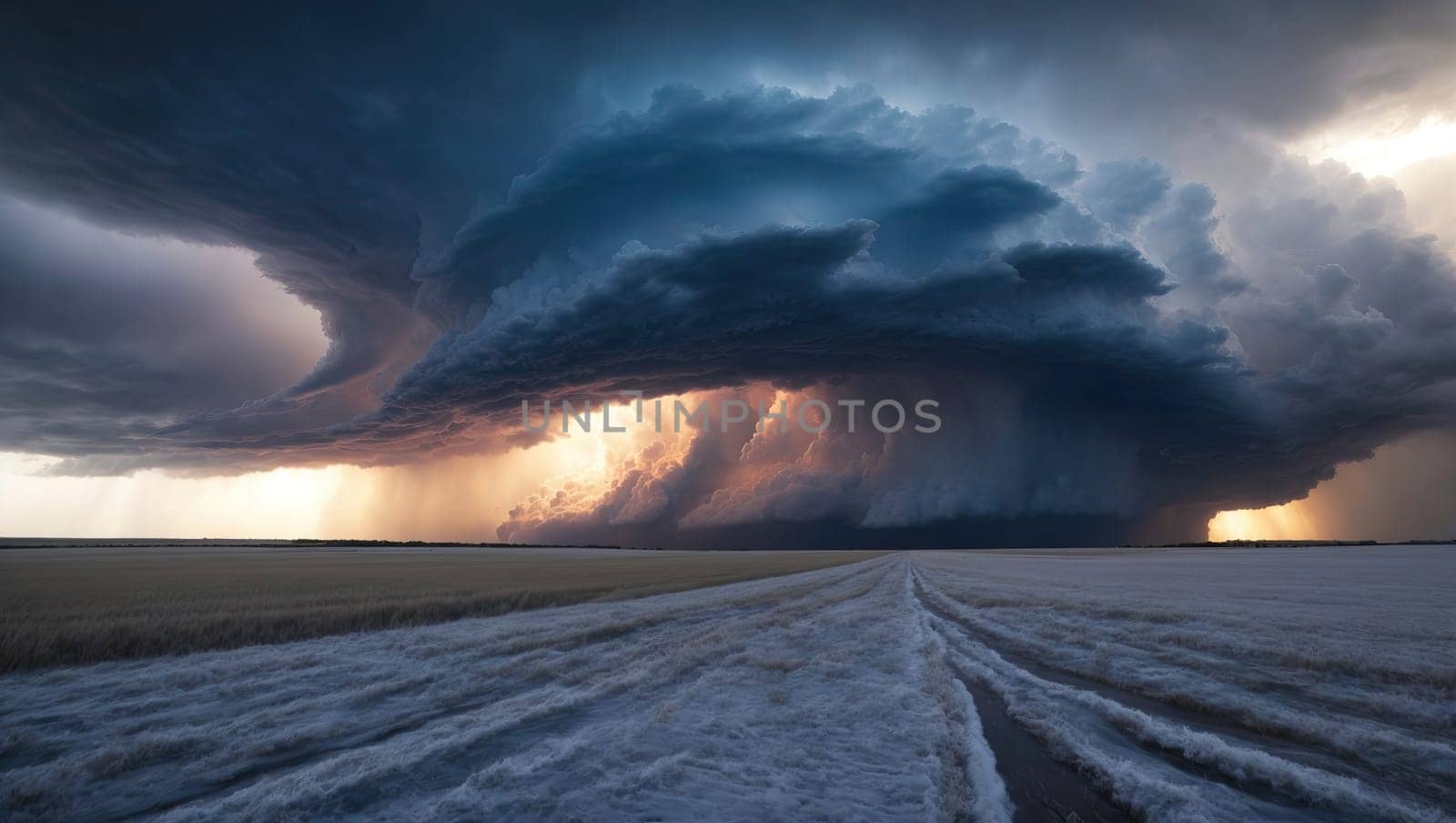 Epic dramatic storm cell in the Midwestern landscape by applesstock