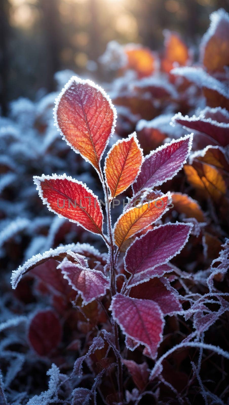 Beautiful fall plant life covered in frost by applesstock