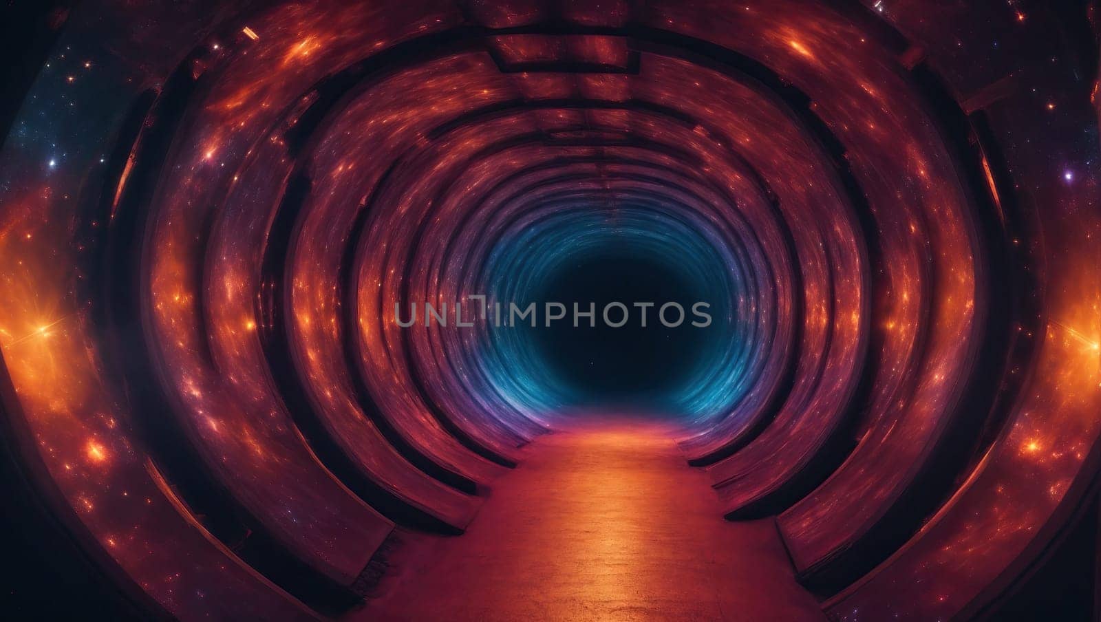 Inside a tunnel made of nebula stars by applesstock